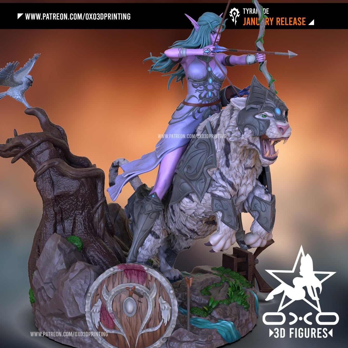 Tyrande Statue 3D Printed | Gift For Gamer | Resin Figure | Hand Painted