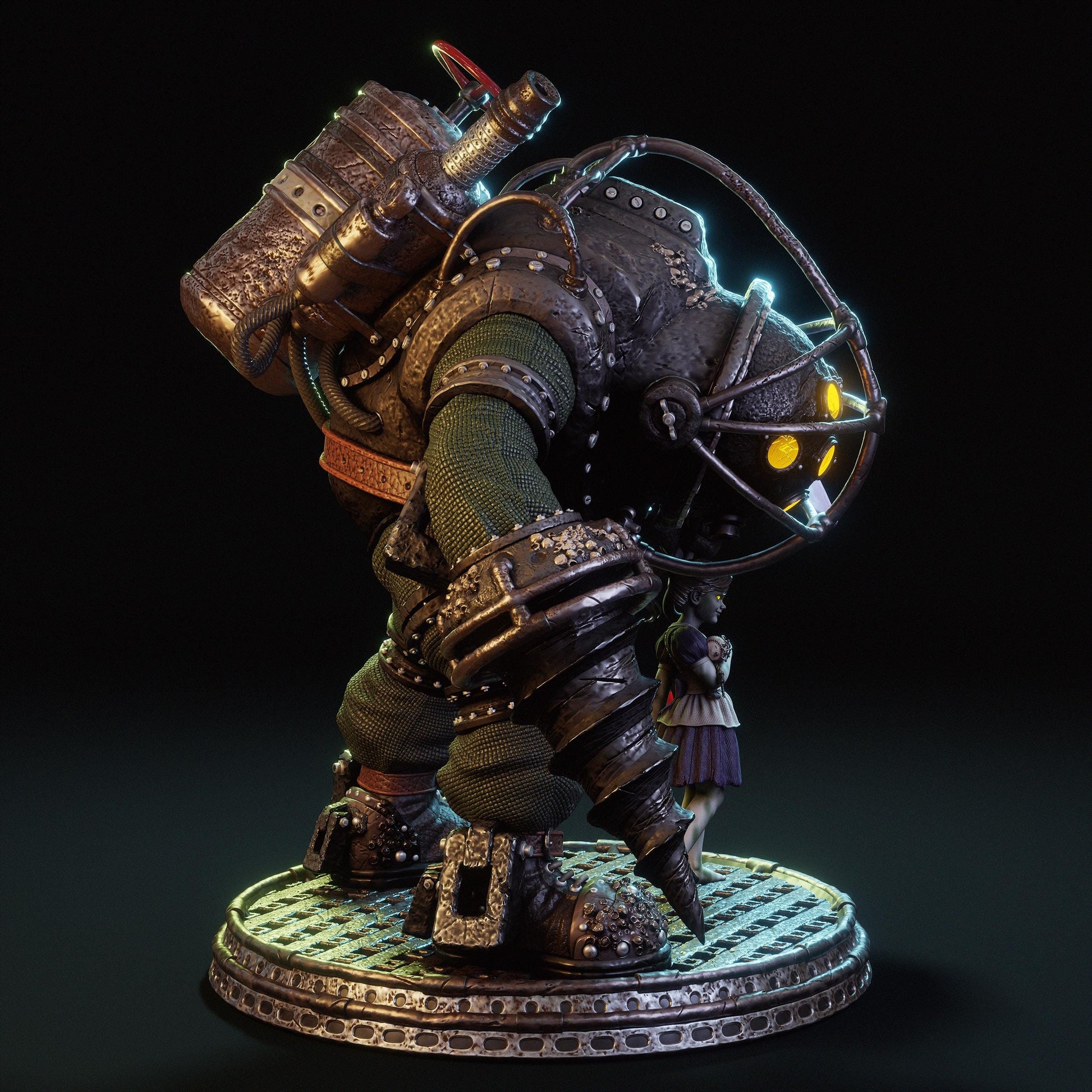 Big Daddy and Little Sister Diorama 3D Printed | Gift For Gamer | Resin Figure | Hand Painted __etsy:7933994179