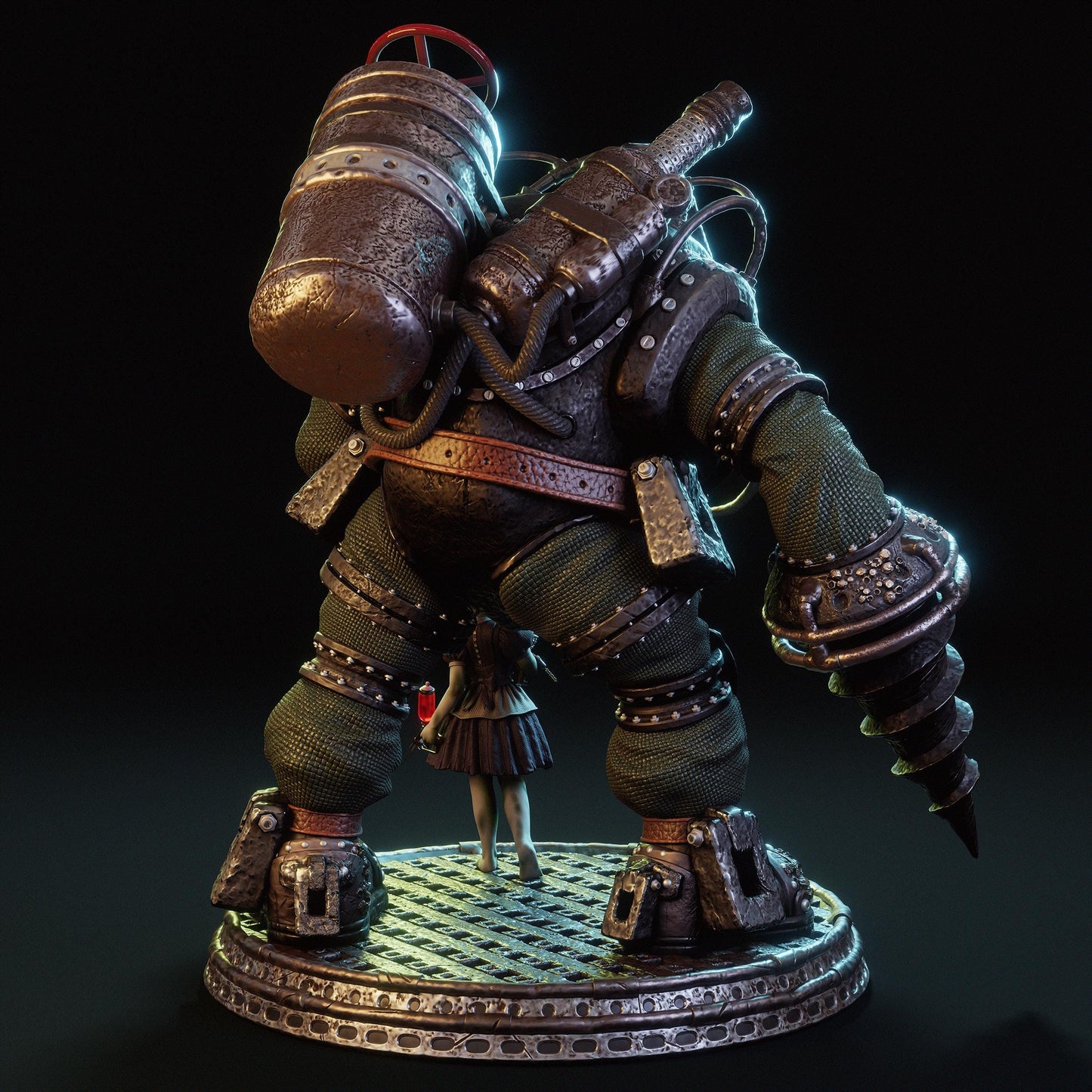 Big Daddy and Little Sister Diorama 3D Printed | Gift For Gamer | Resin Figure | Hand Painted __etsy:7933994187