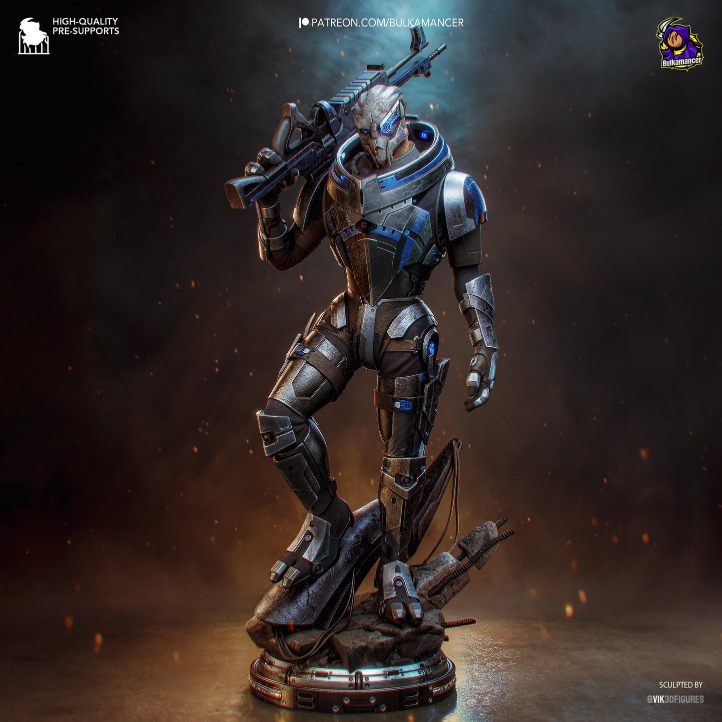 Garrus Statue 3D Printed | Gift For Gamer | Resin Figure | Hand Painted __etsy:8087850429
