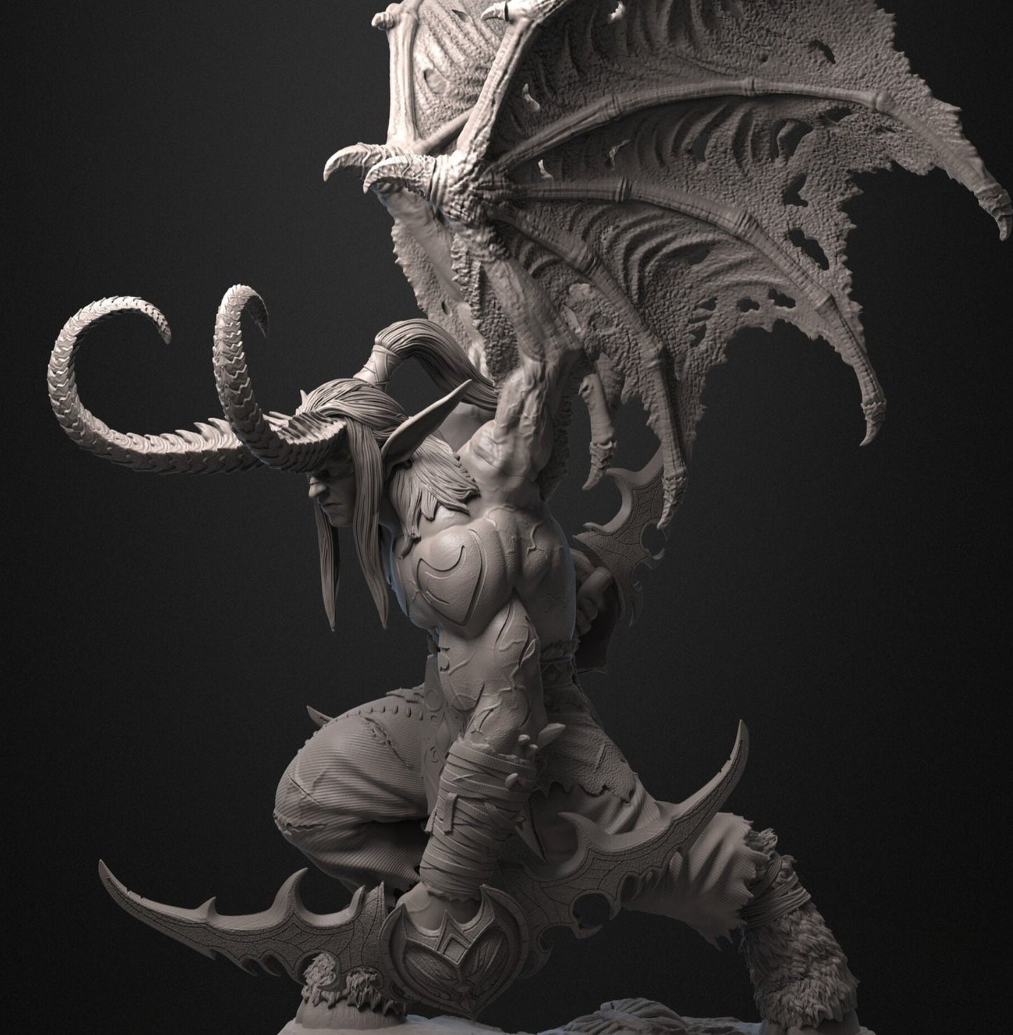 Illidan Stormrage Statue 3D Printed | Gift For Gamer | WoW Figure | Handmade Gift | Hand Painted __etsy:5961976062