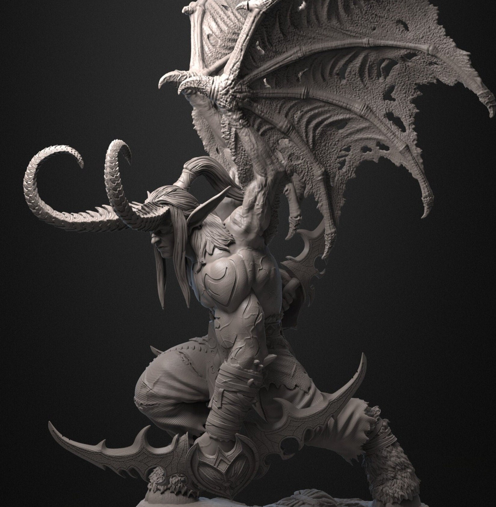 Illidan Stormrage Statue 3D Printed | Gift For Gamer | WoW Figure | Handmade Gift | Hand Painted __etsy:5961976062