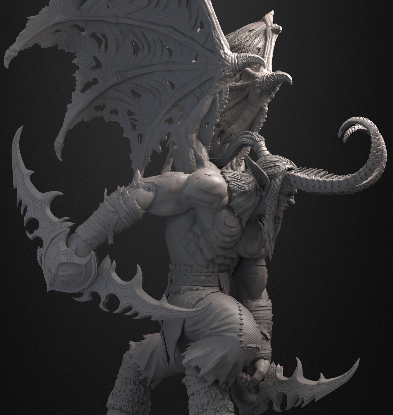 Illidan Stormrage Statue 3D Printed | Gift For Gamer | WoW Figure | Handmade Gift | Hand Painted __etsy:5961976060