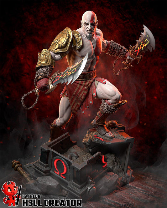 Kratos Statue 3D Printed | Gift For Gamer | Resin Figure | Hand Painted __etsy:8143284320