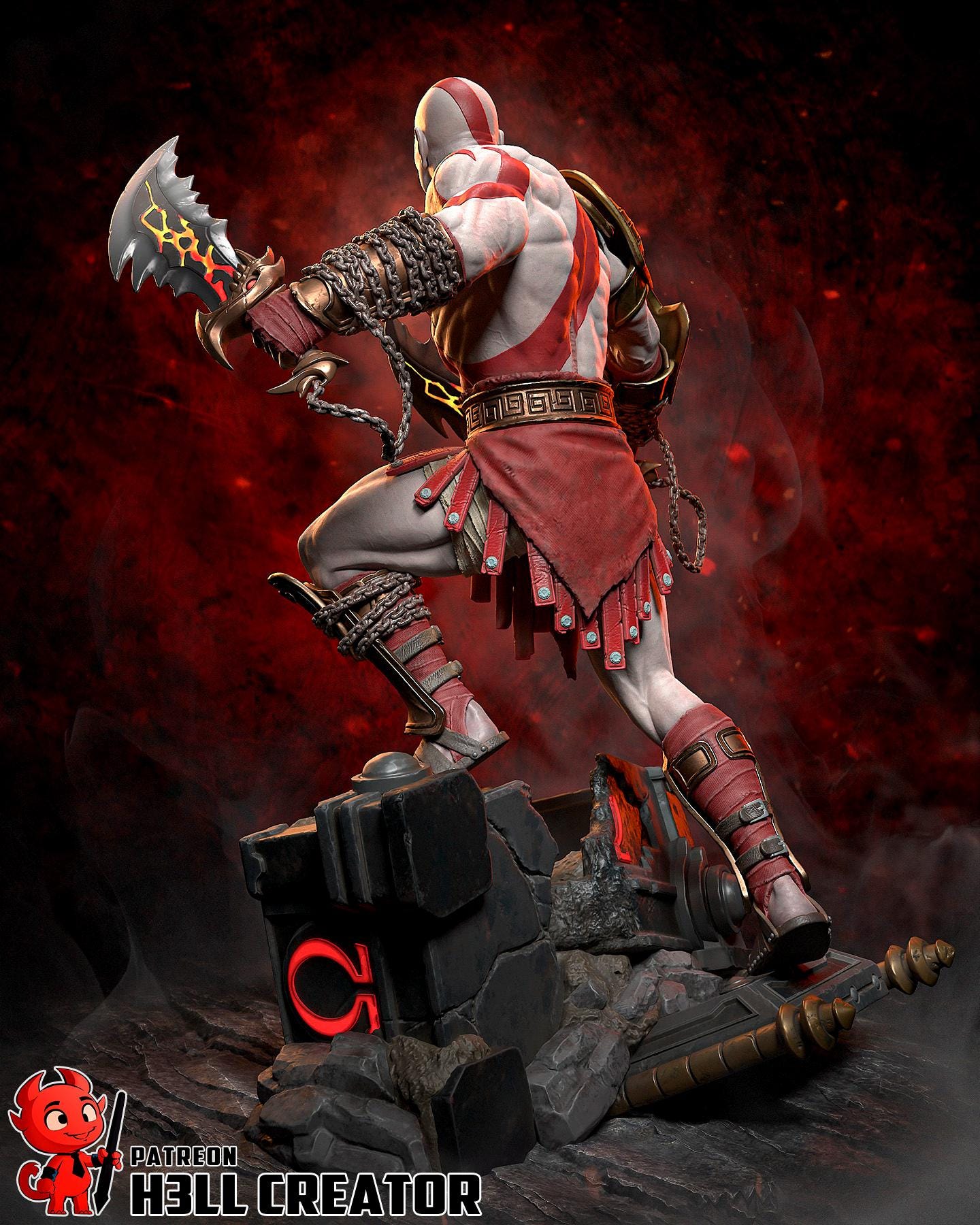 Kratos Statue 3D Printed | Gift For Gamer | Resin Figure | Hand Painted __etsy:8191182595