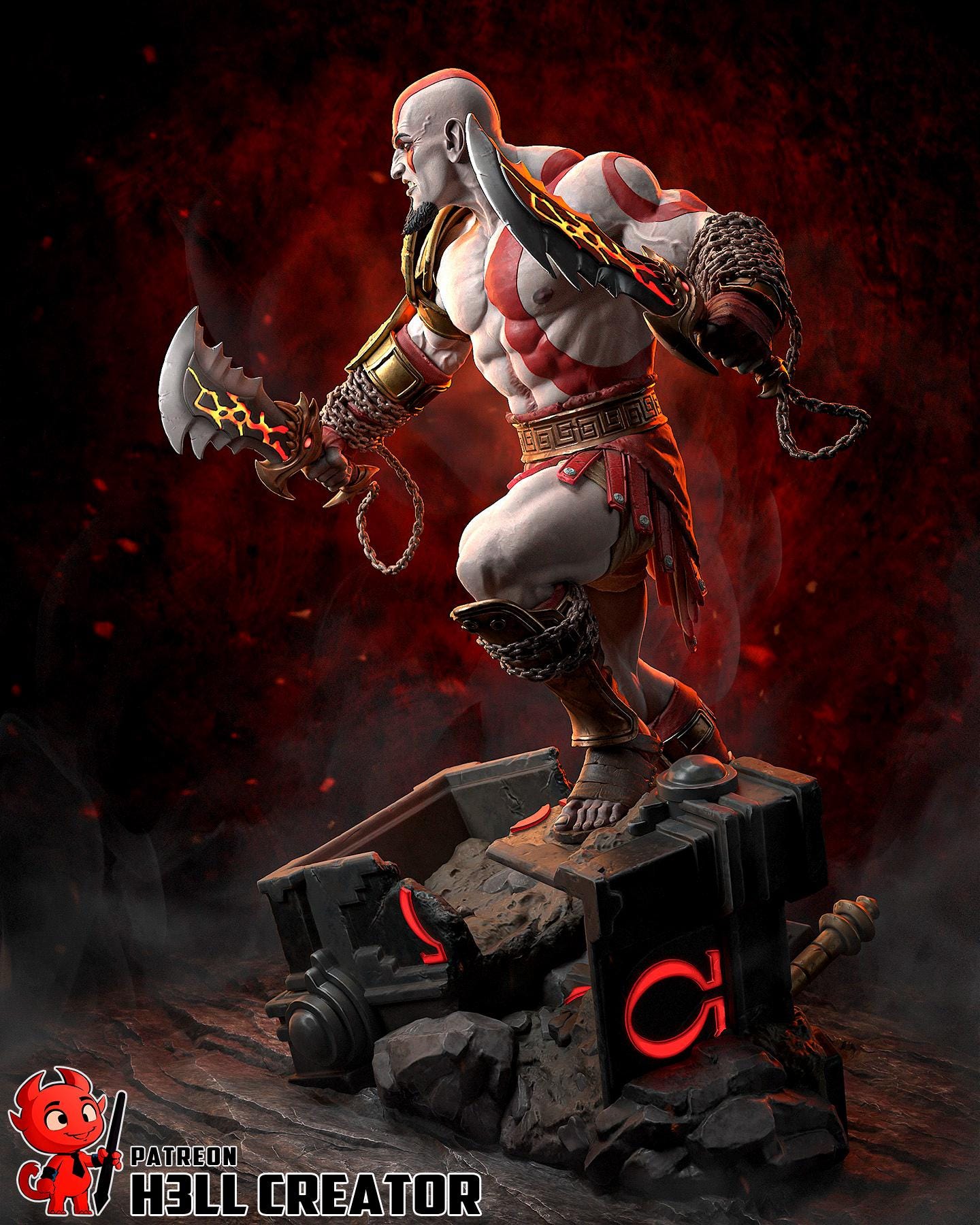 Kratos Statue 3D Printed | Gift For Gamer | Resin Figure | Hand Painted __etsy:8143283156