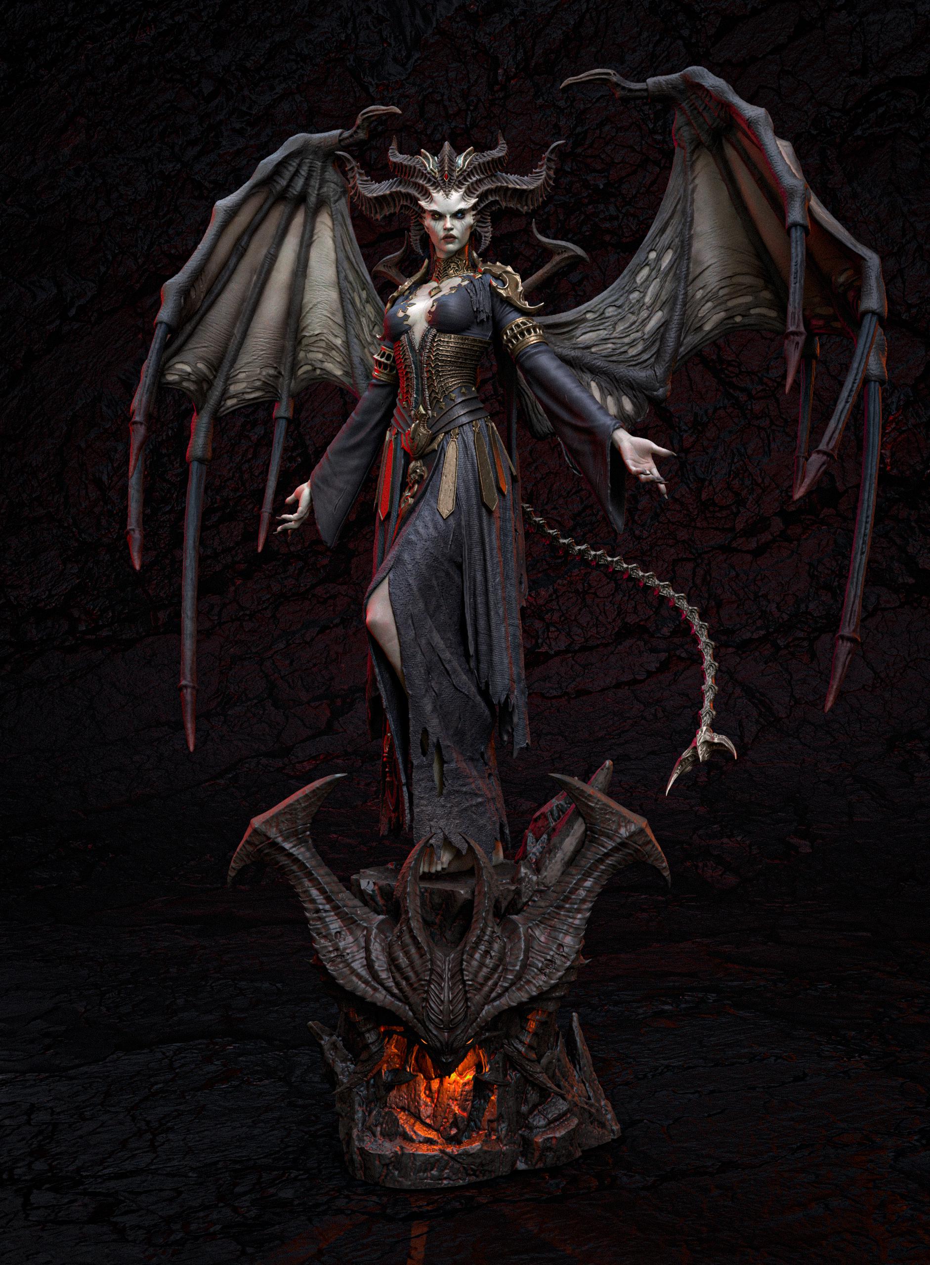 Lilith Statue 3D Printed | Gift For Gamer | Resin Figure | Hand Painted __etsy:7573042998