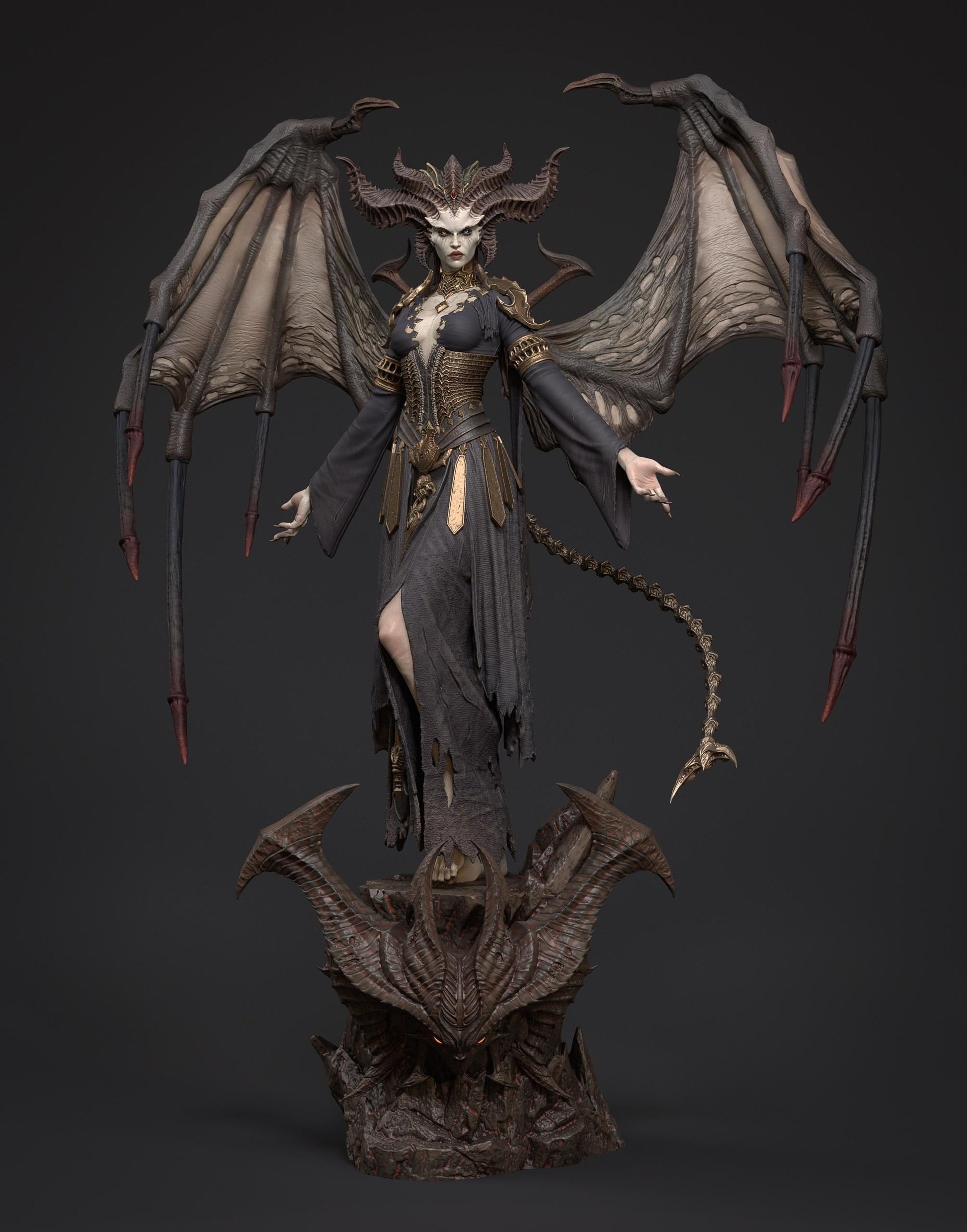 Lilith Statue 3D Printed | Gift For Gamer | Resin Figure | Hand Painted __etsy:7573042868