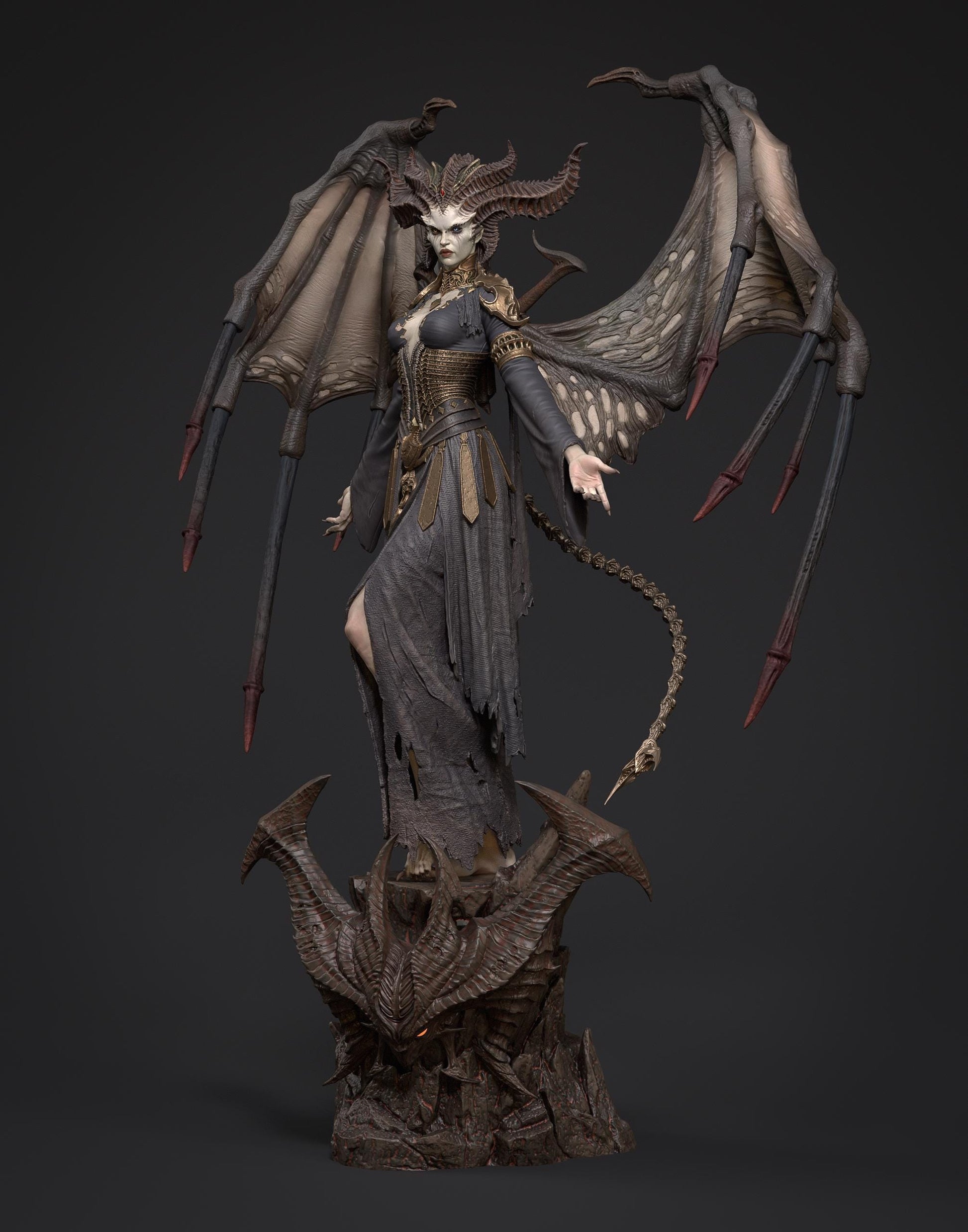 Lilith Statue 3D Printed | Gift For Gamer | Resin Figure | Hand Painted __etsy:7620993119
