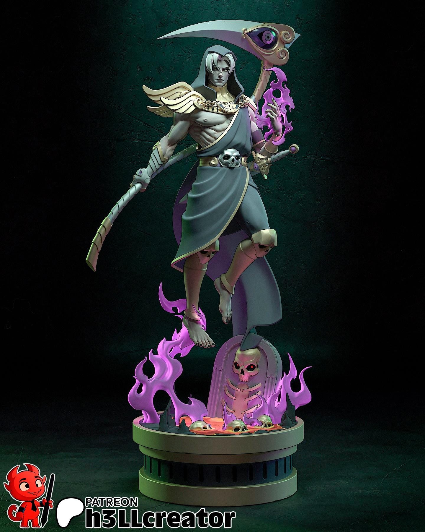 Thanatos Statue 3D Printed | Gift For Gamer | Handmade Gift | Resin Figure | Hand Painted __etsy:6615505125