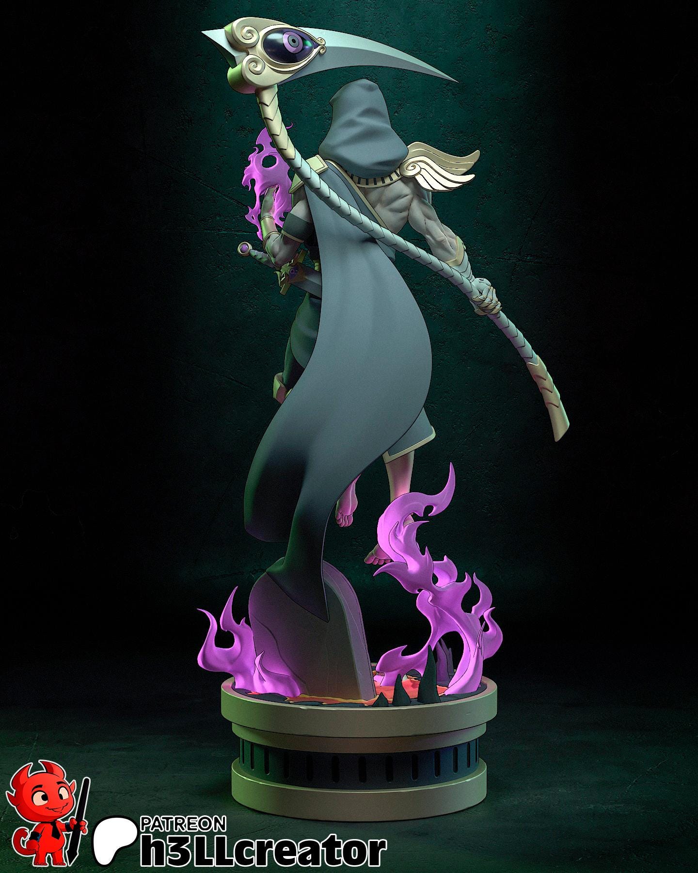 Thanatos Statue 3D Printed | Gift For Gamer | Handmade Gift | Resin Figure | Hand Painted __etsy:6615505127
