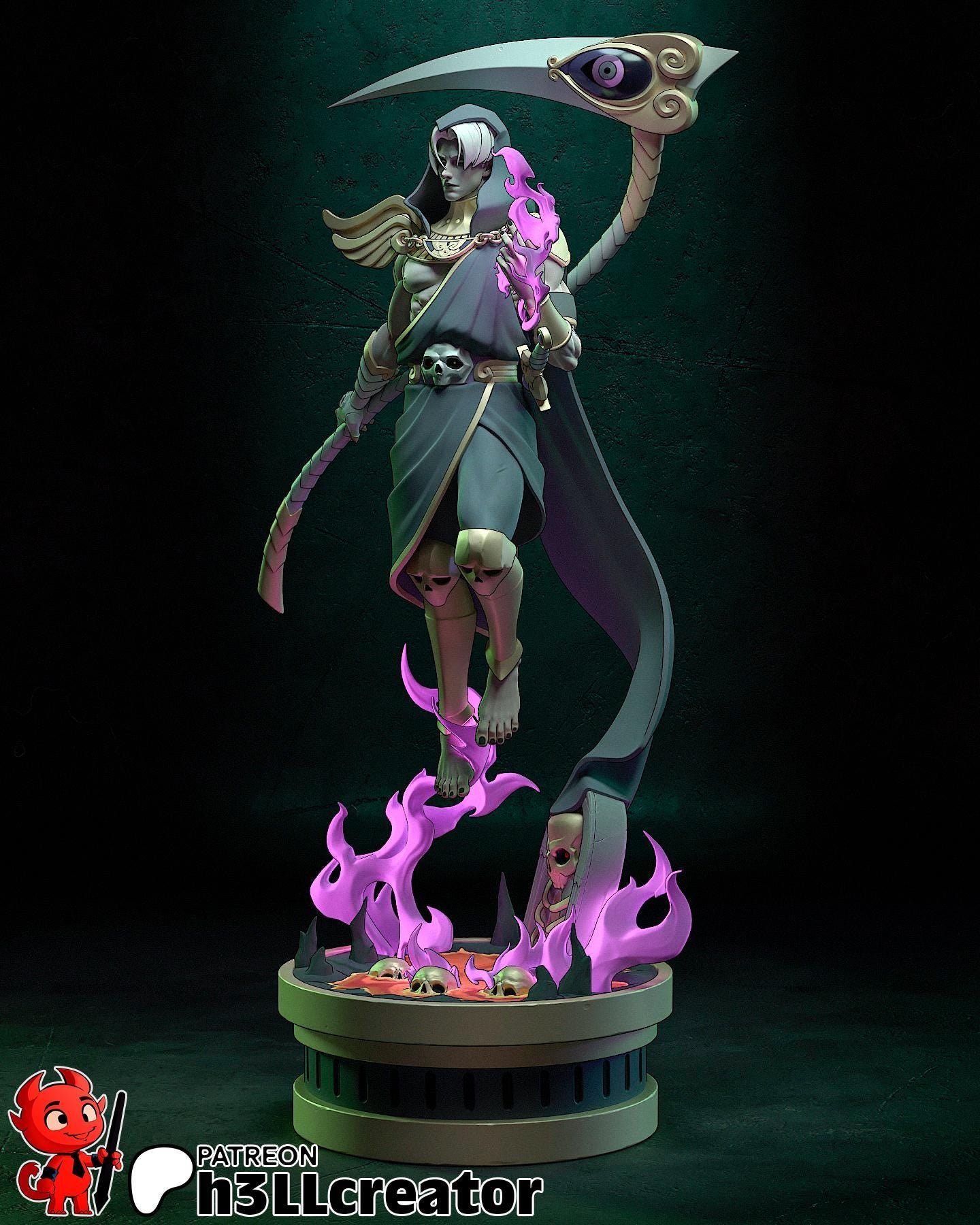 Thanatos Statue 3D Printed | Gift For Gamer | Handmade Gift | Resin Figure | Hand Painted __etsy:6615505131