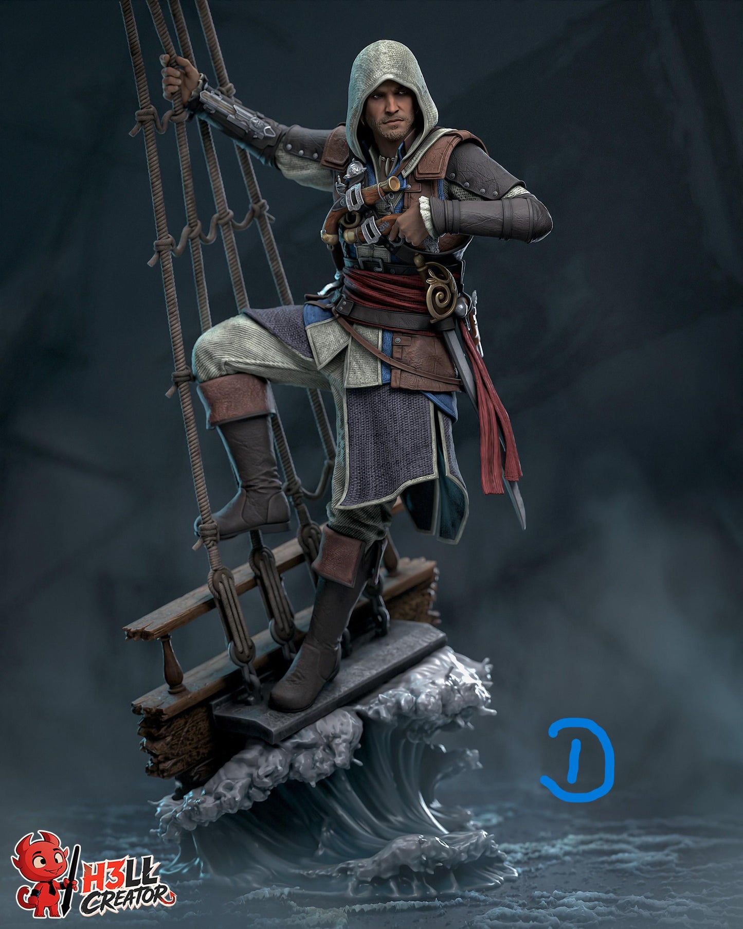 Edward Kenway Statue 3D Printed | Gift For Gamer | Resin Figure | Hand Painted