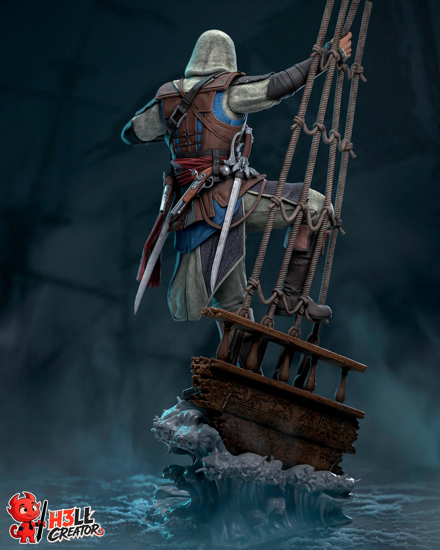 Edward Kenway Statue 3D Printed | Gift For Gamer | Resin Figure | Hand Painted