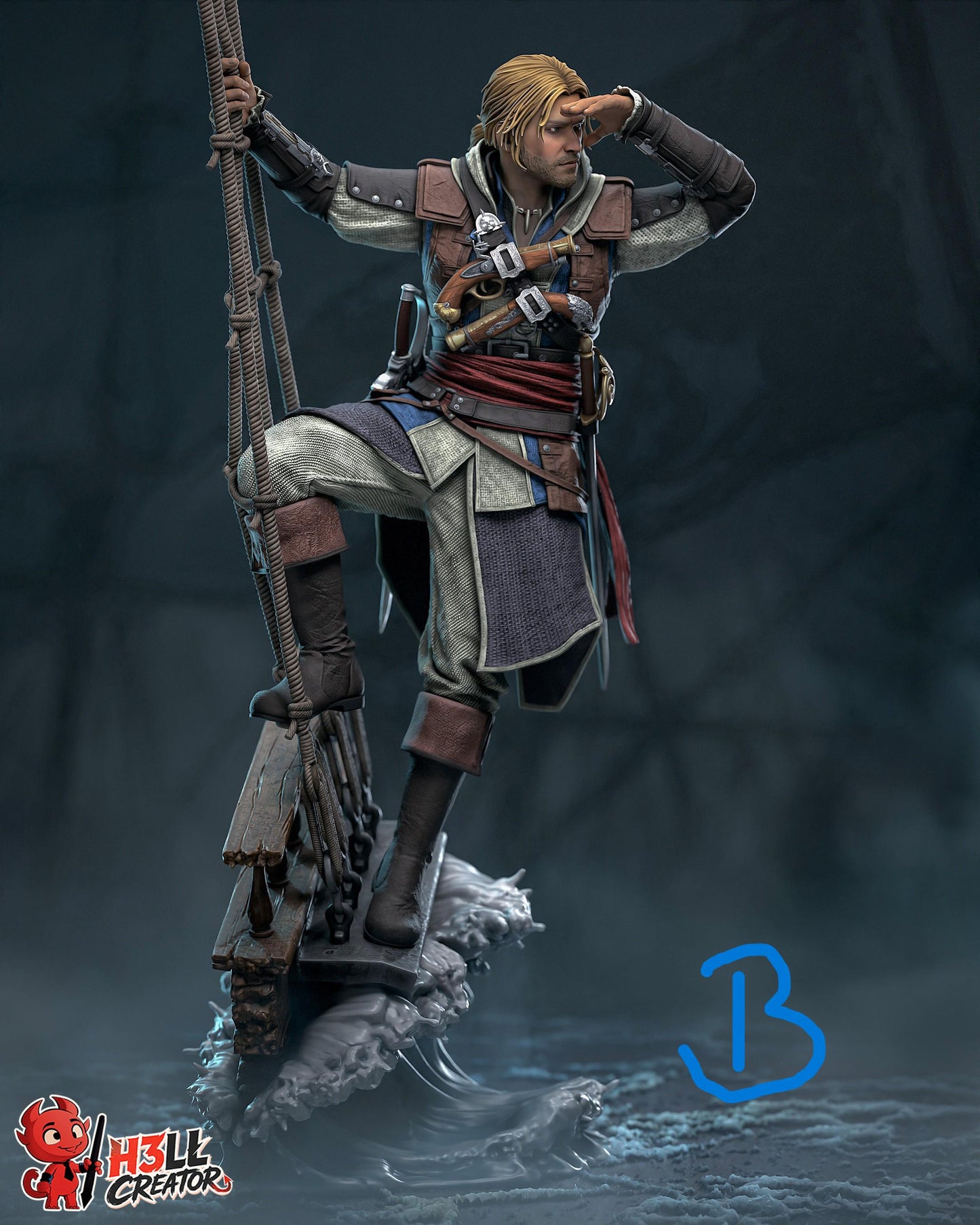 Edward Kenway Statue 3D Printed | Gift For Gamer | Resin Figure | Hand Painted