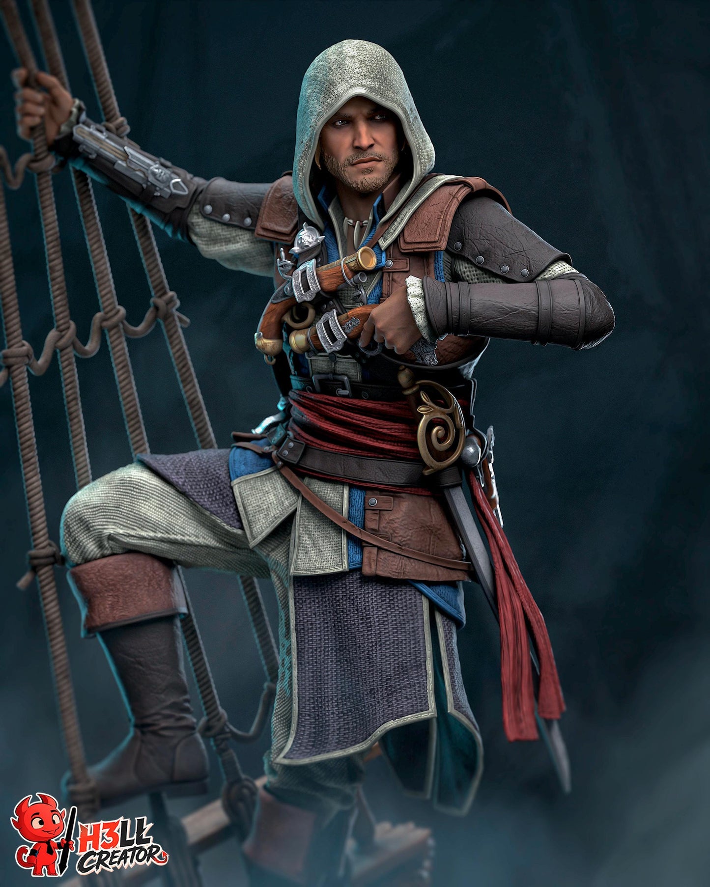 Edward Kenway Statue 3D Printed | Gift For Gamer | Resin Figure | Hand Painted