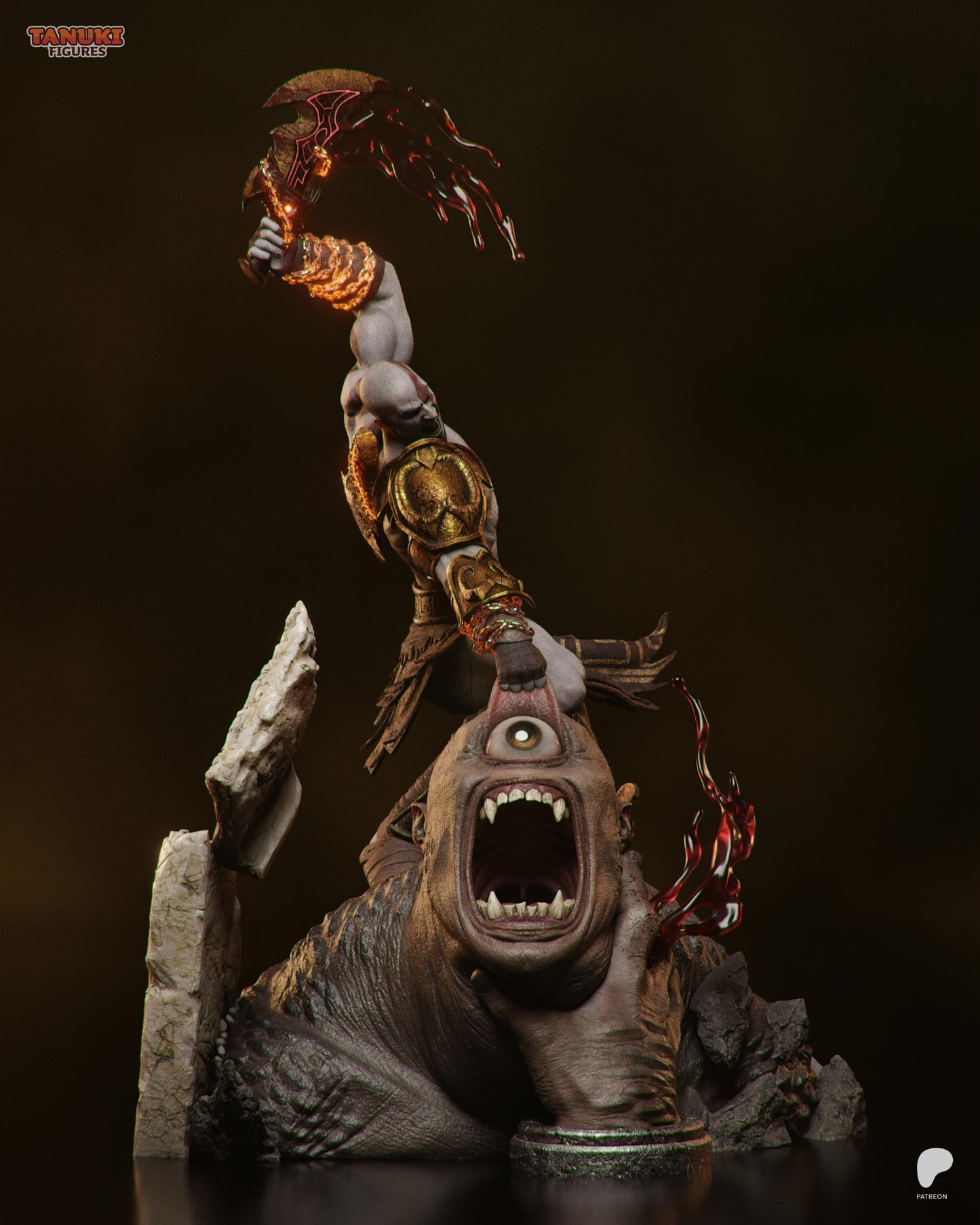 Kratos Diorama 3D Printed | Gift For Gamer | Resin Figure | Hand Painted