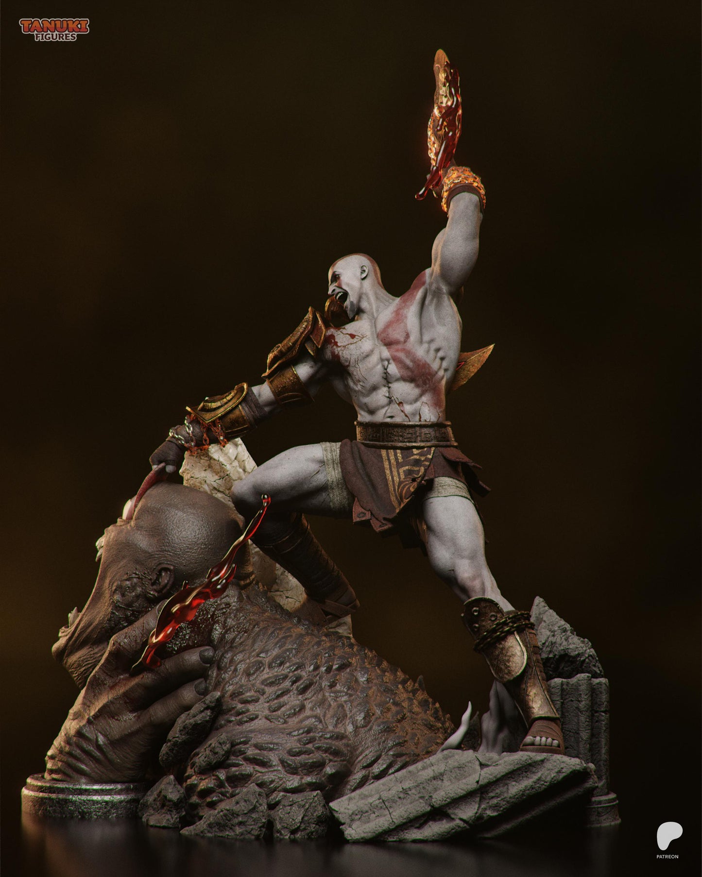 Kratos Diorama 3D Printed | Gift For Gamer | Resin Figure | Hand Painted