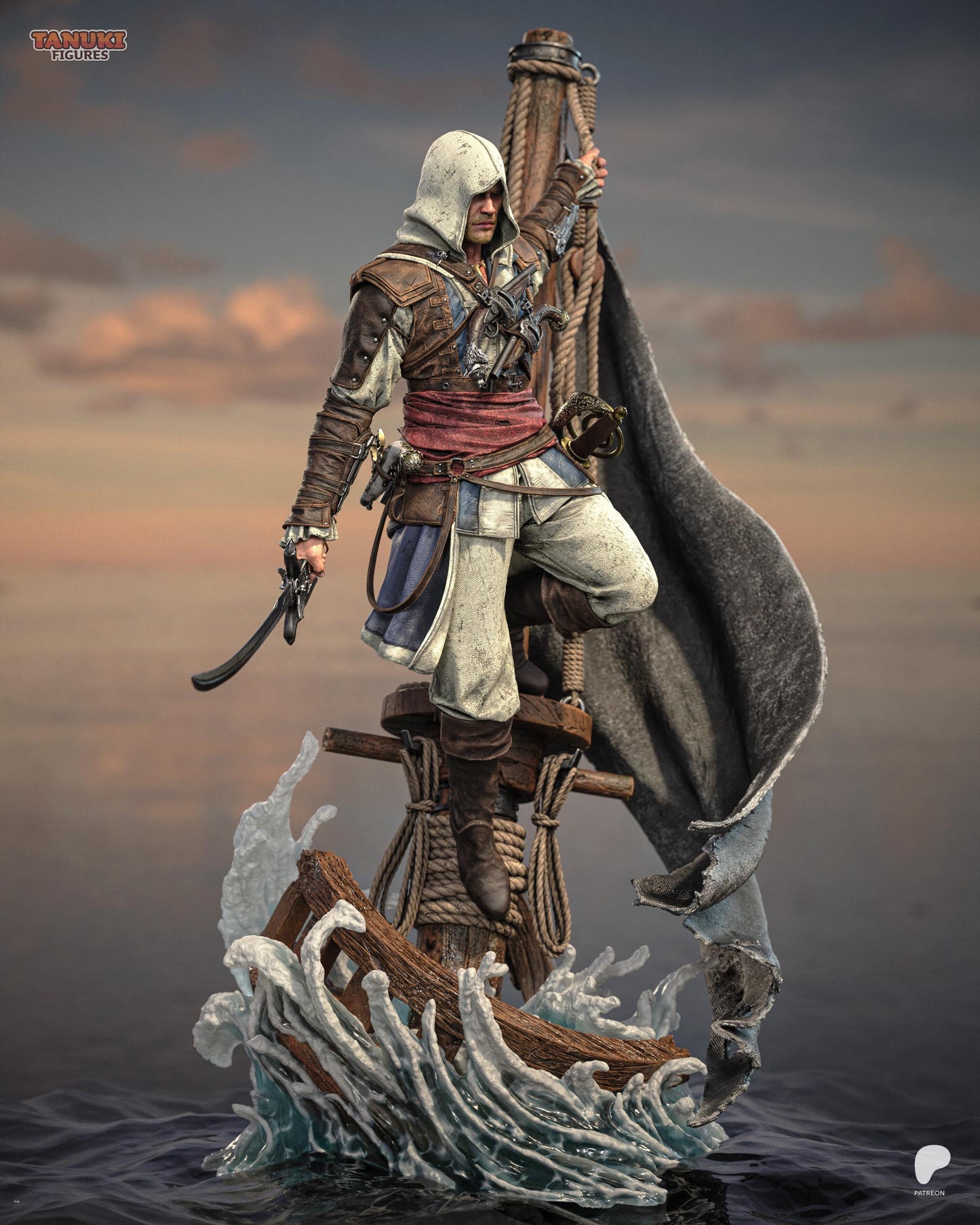 Edward Kenway Statue 3D Printed | Gift For Gamer | Resin Figure | Hand Painted