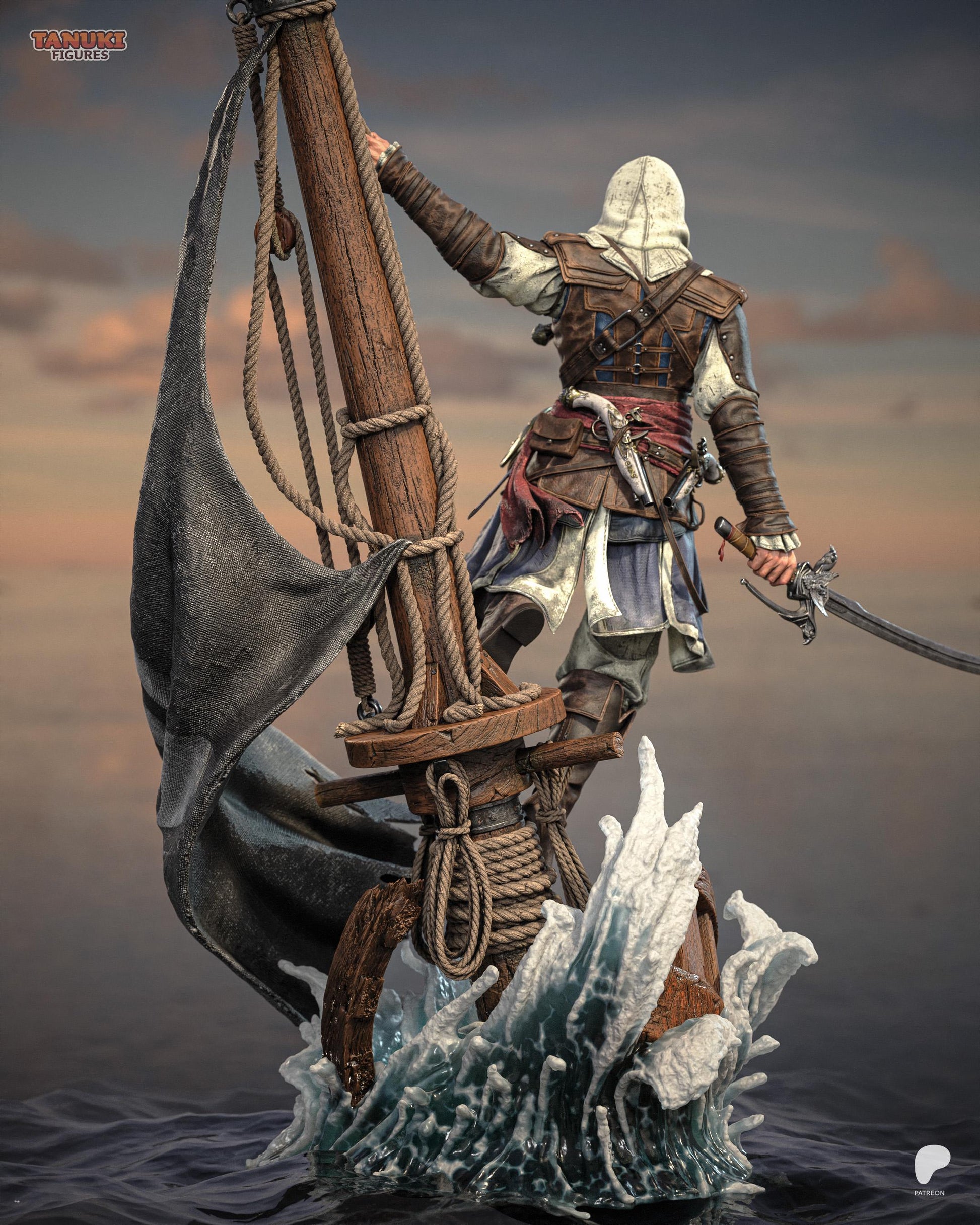 Edward Kenway Statue 3D Printed | Gift For Gamer | Resin Figure | Hand Painted