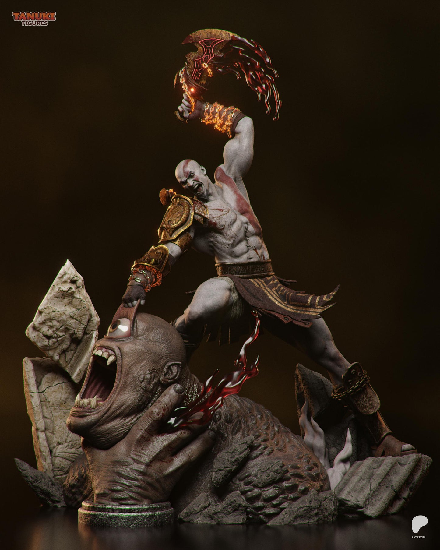 Kratos Diorama 3D Printed | Gift For Gamer | Resin Figure | Hand Painted