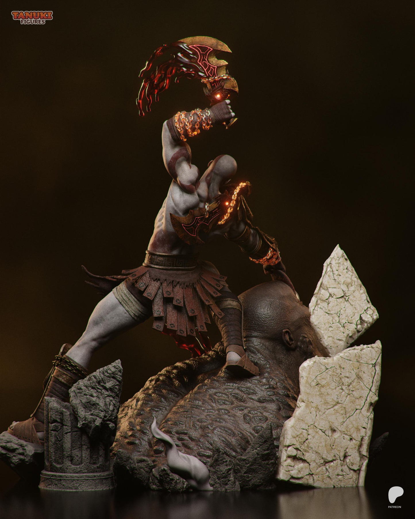 Kratos Diorama 3D Printed | Gift For Gamer | Resin Figure | Hand Painted