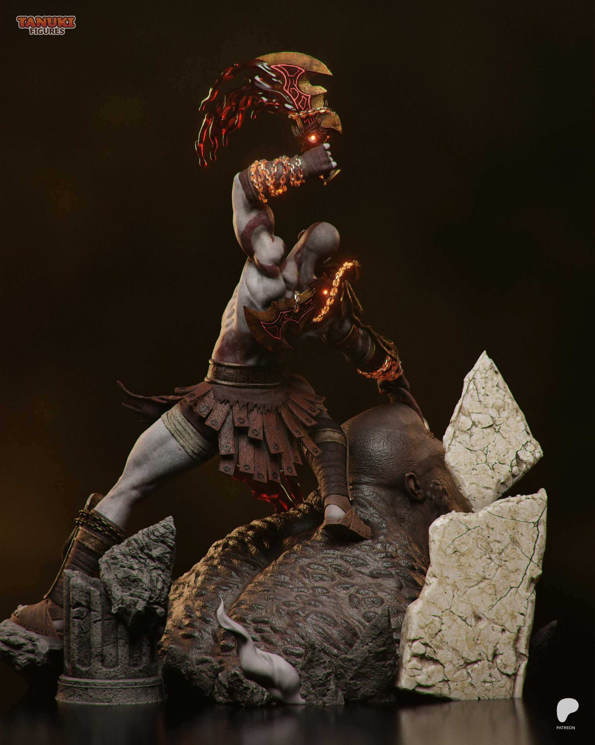 Kratos Diorama 3D Printed | Gift For Gamer | Resin Figure | Hand Painted