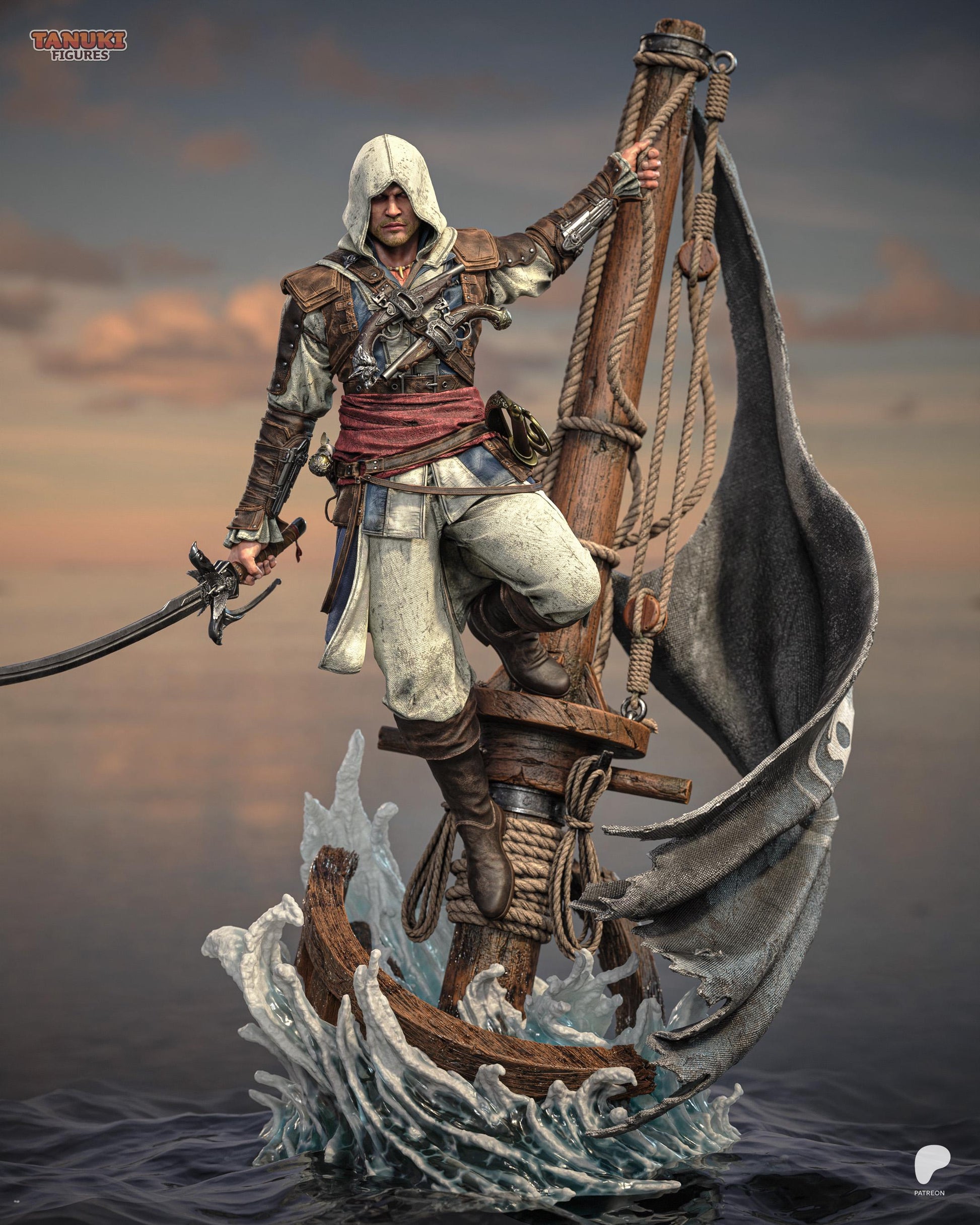 Edward Kenway Statue 3D Printed | Gift For Gamer | Resin Figure | Hand Painted