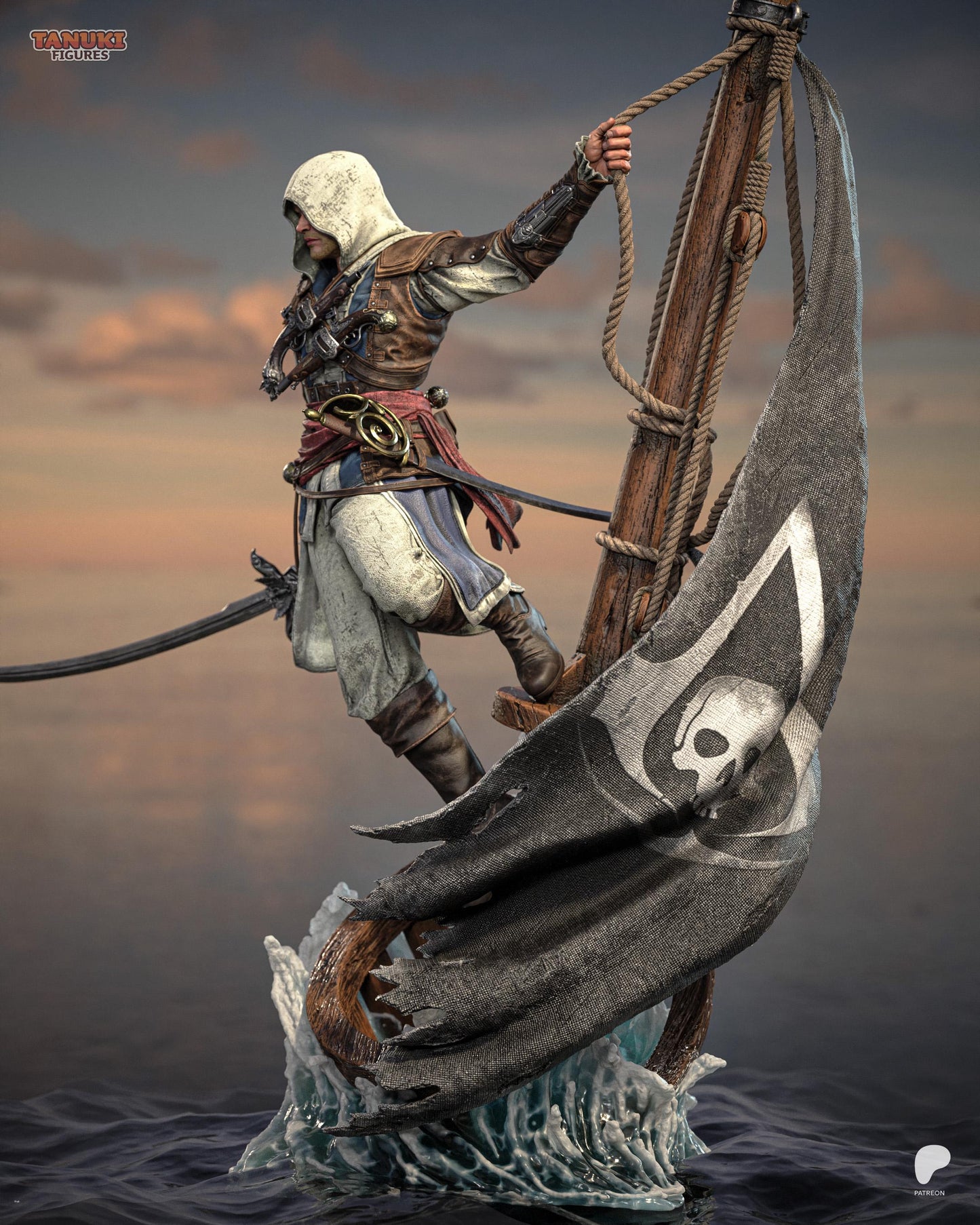 Edward Kenway Statue 3D Printed | Gift For Gamer | Resin Figure | Hand Painted