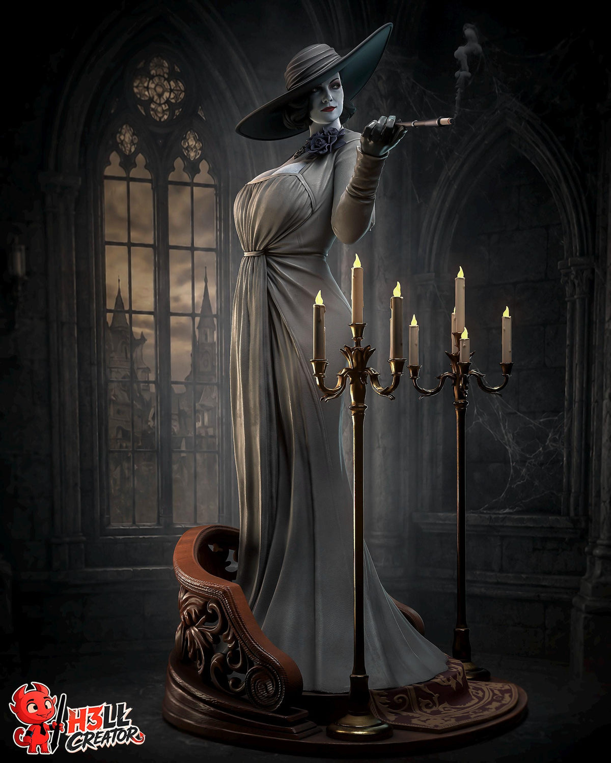 Lady Dimitrescu Statue 3D Printed | Gift For Gamer | Resin Figure | Hand Painted