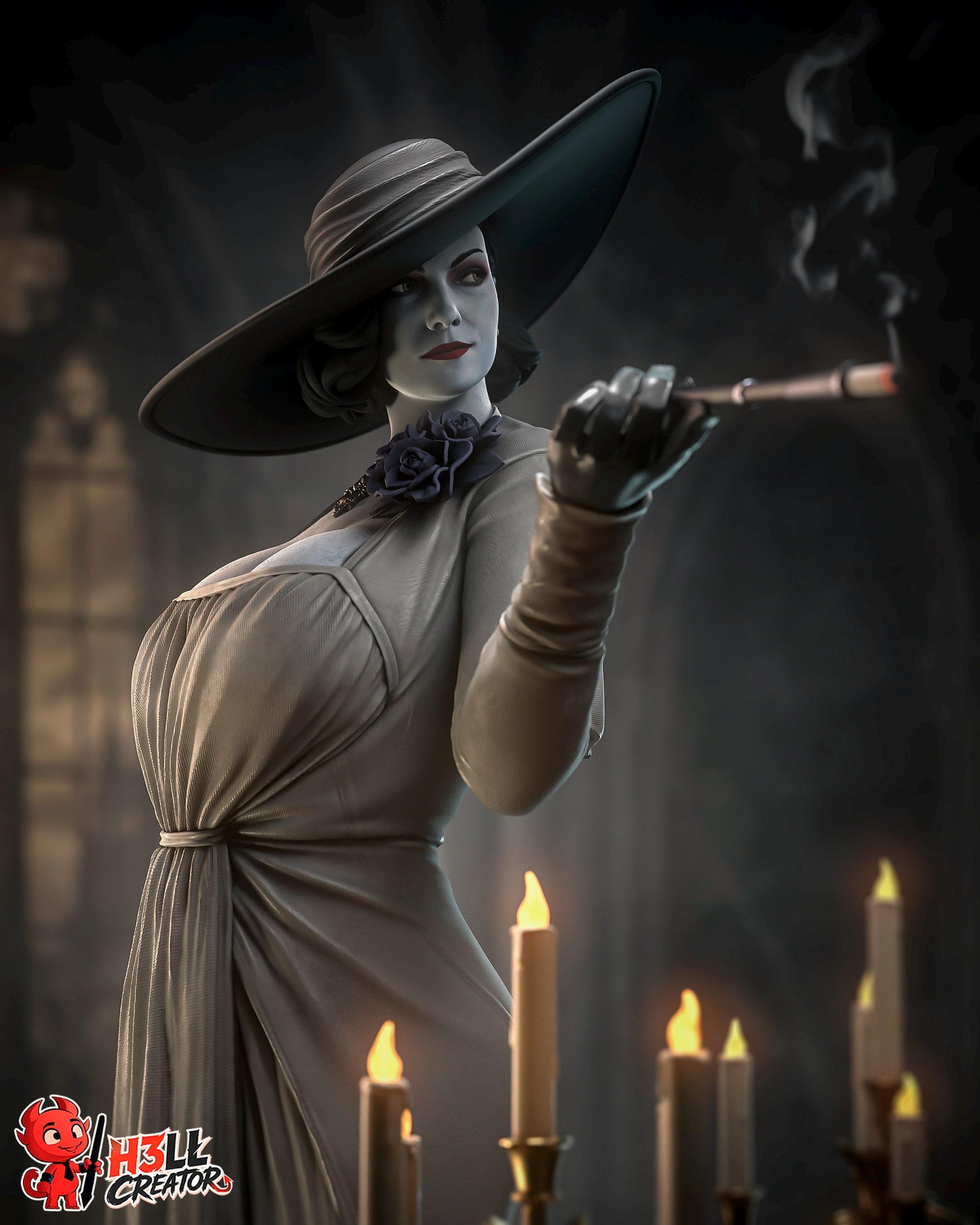 Lady Dimitrescu Statue 3D Printed | Gift For Gamer | Resin Figure | Hand Painted