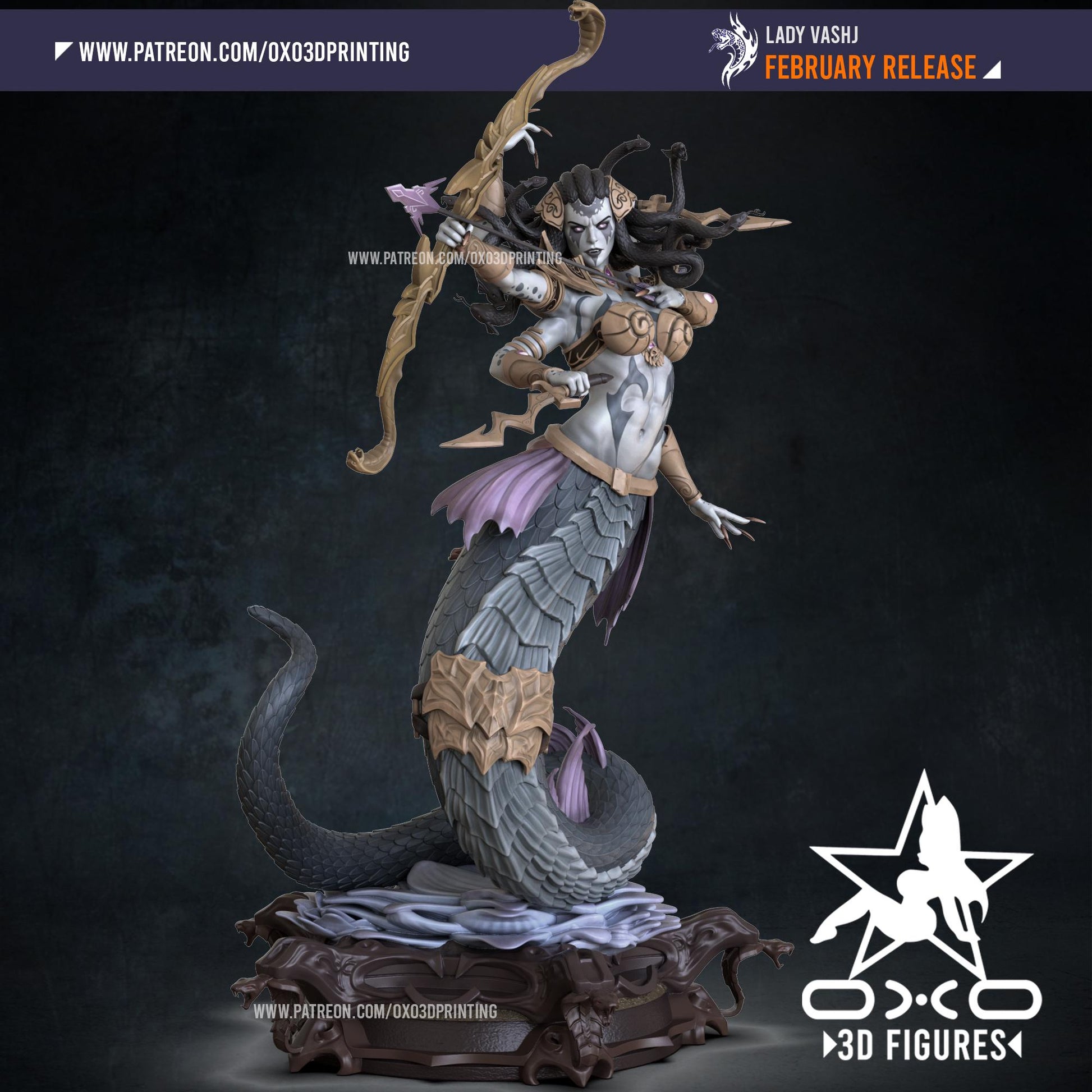 Lady Vashj Statue 3D Printed | Gift For Gamer | Resin Figure | Hand Painted