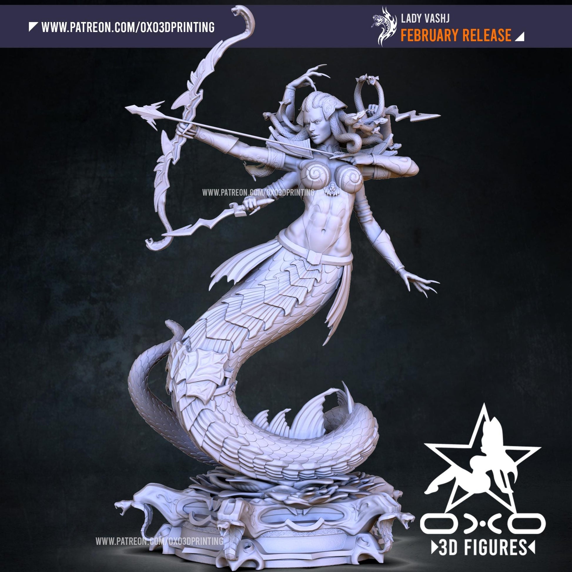 Lady Vashj Statue 3D Printed | Gift For Gamer | Resin Figure | Hand Painted