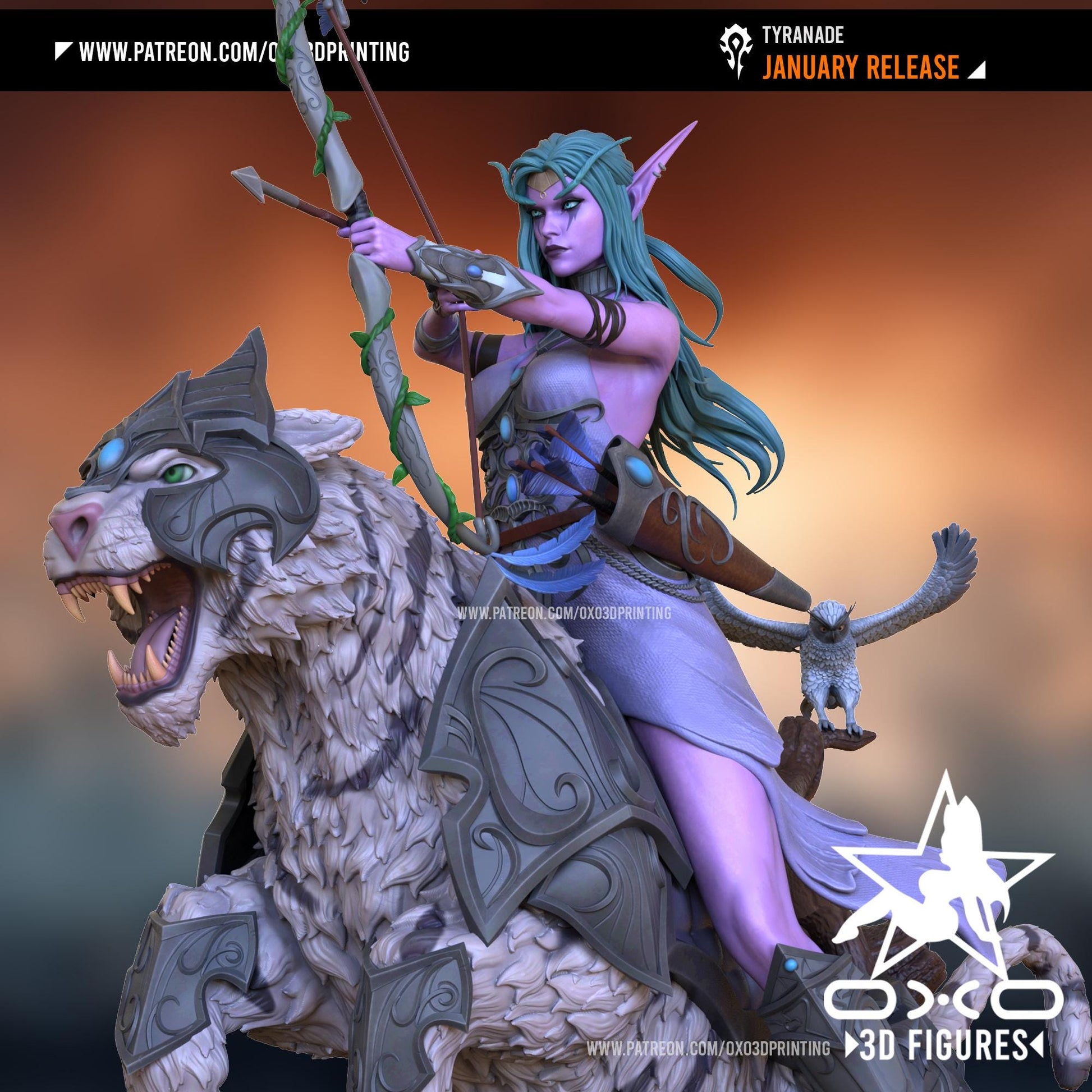 Tyrande Statue 3D Printed | Gift For Gamer | Resin Figure | Hand Painted