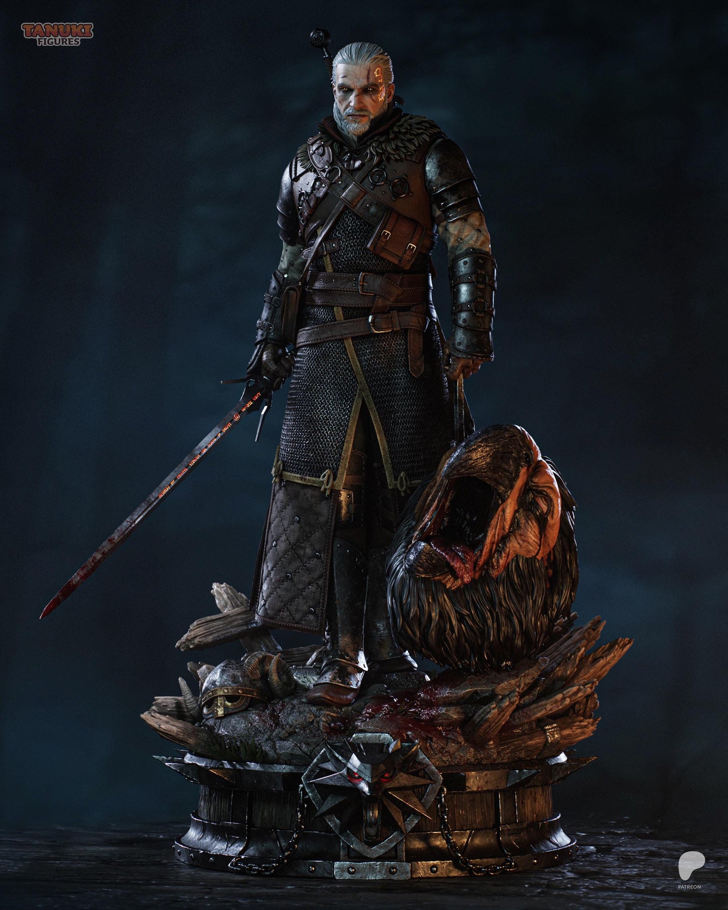 Geralt Statue 3D Printed | Gift For Gamer | Resin Figure | Hand Painted