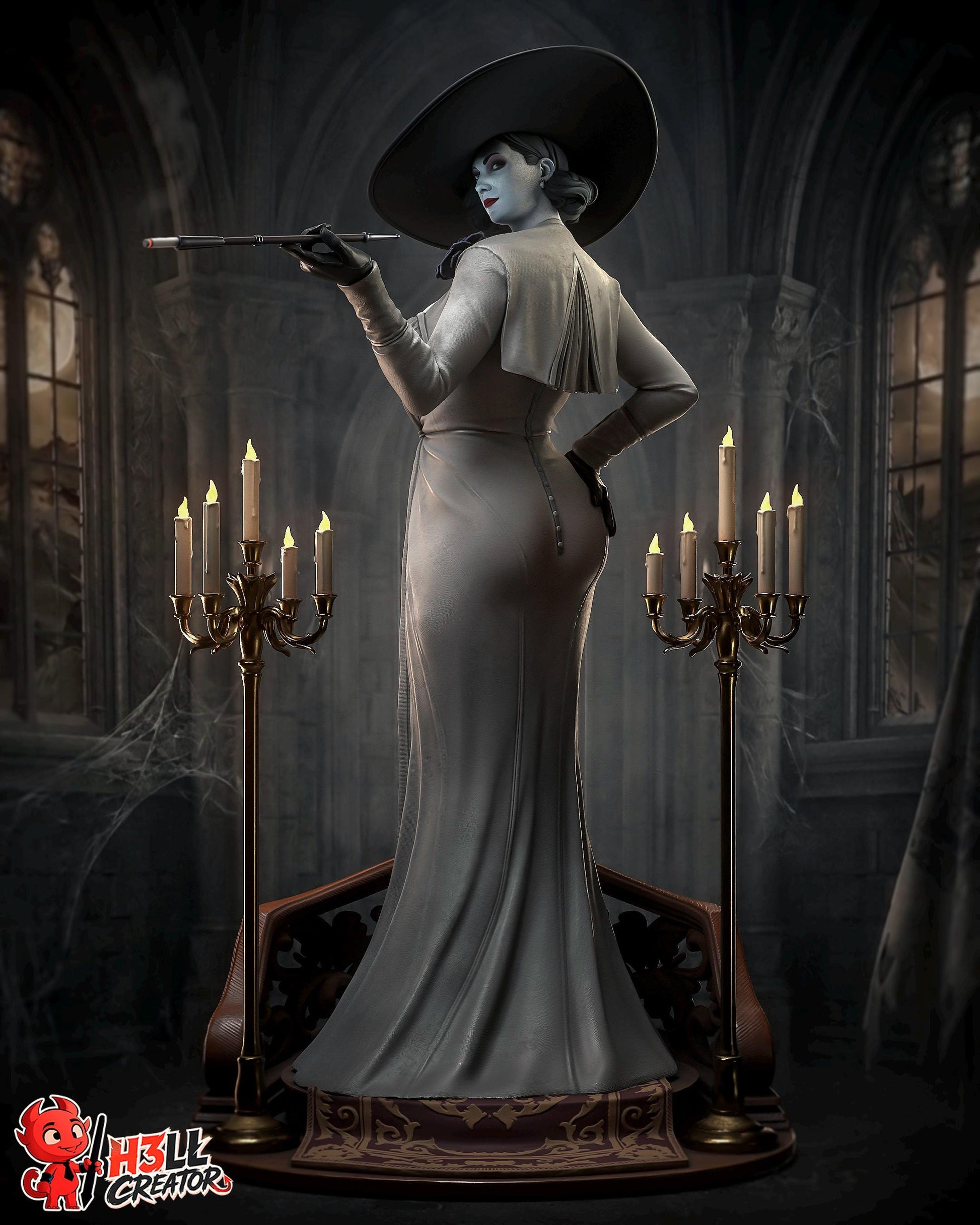 Lady Dimitrescu Statue 3D Printed | Gift For Gamer | Resin Figure | Hand Painted