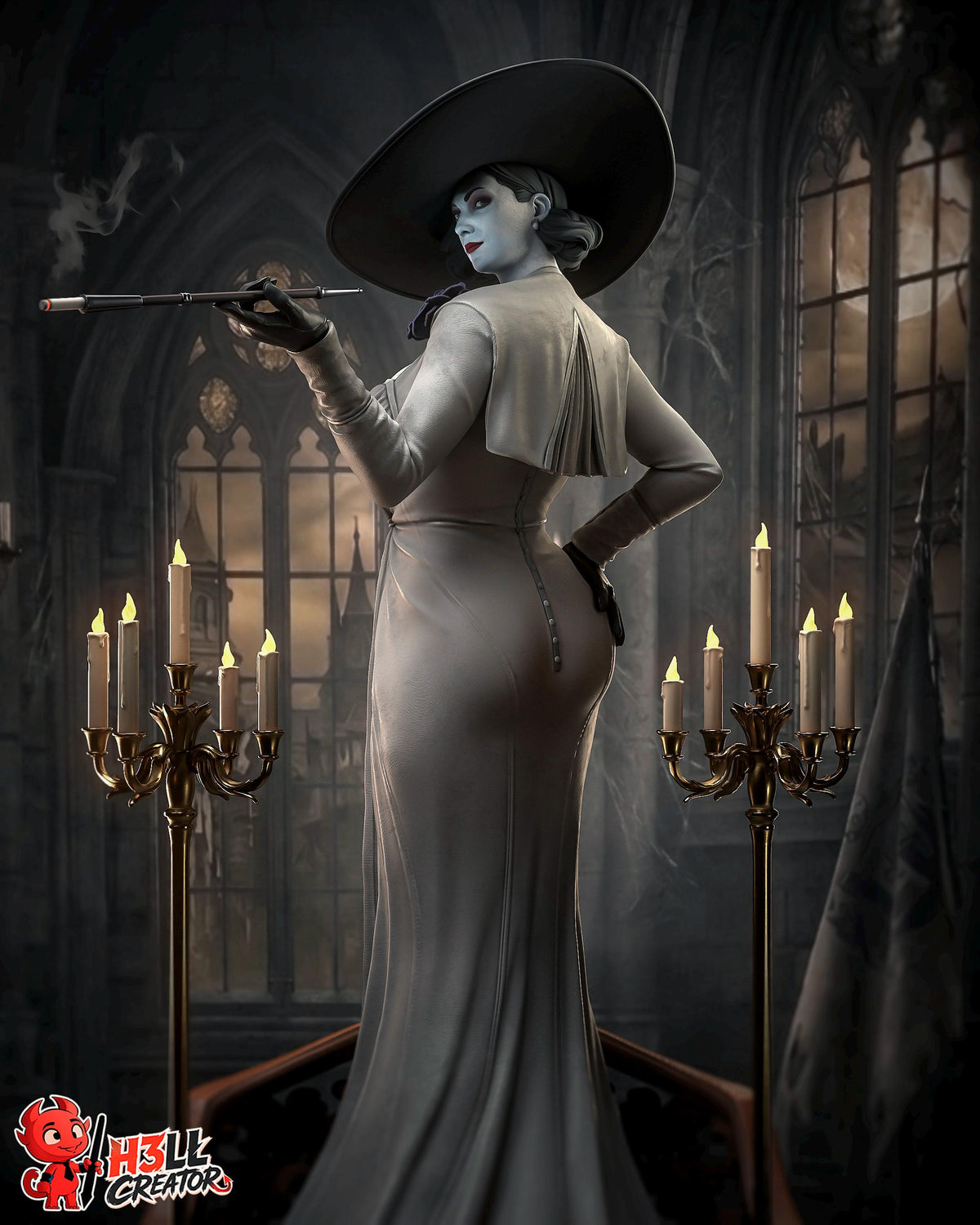 Lady Dimitrescu Statue 3D Printed | Gift For Gamer | Resin Figure | Hand Painted