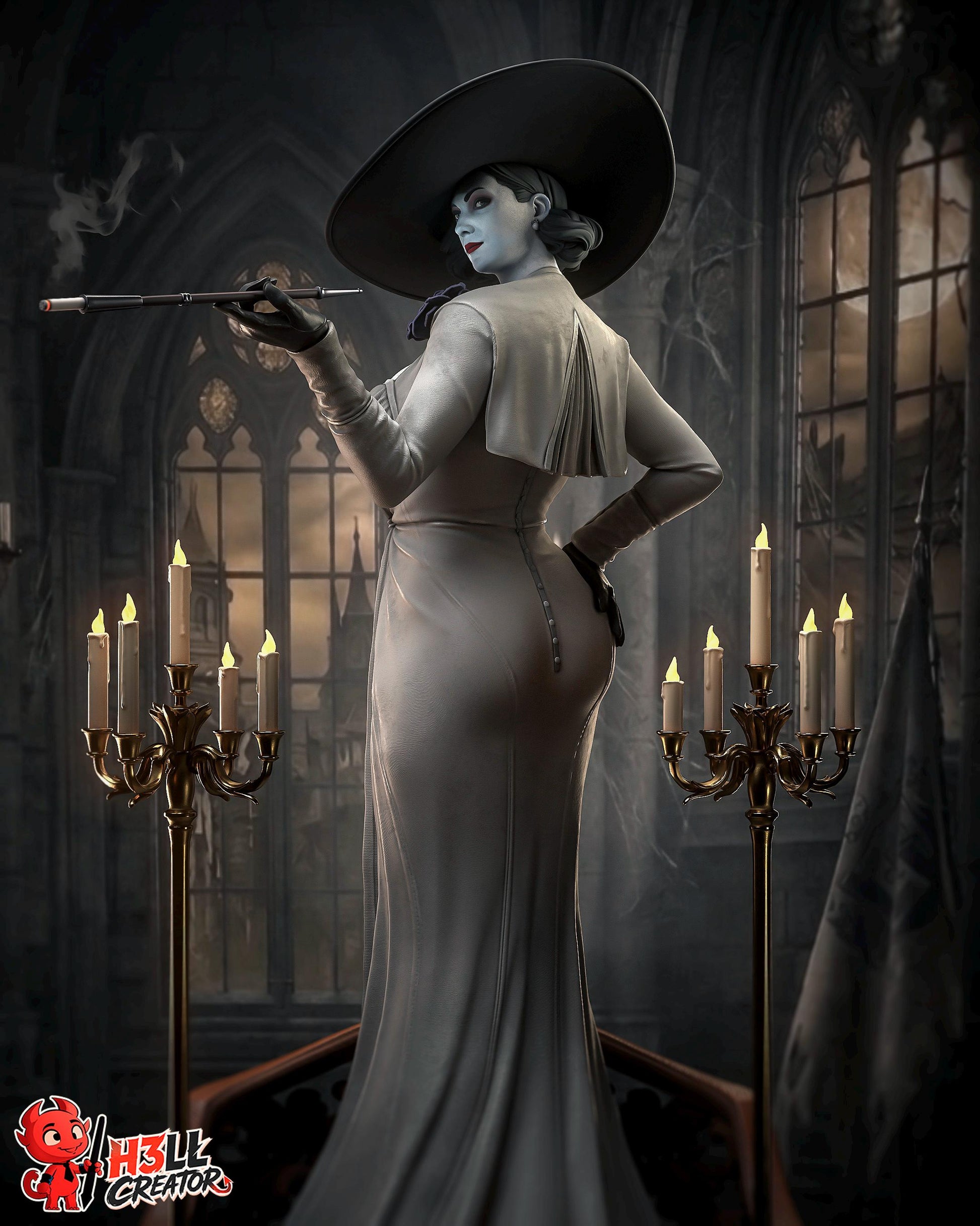 Lady Dimitrescu Statue 3D Printed | Gift For Gamer | Resin Figure | Hand Painted