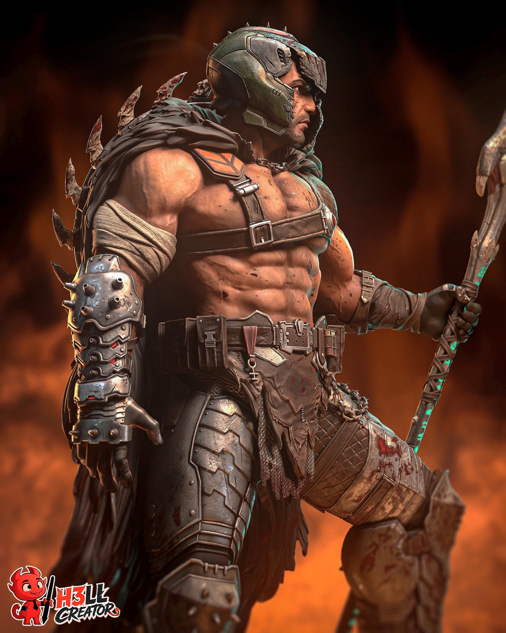 Doom Slayer Statue 3D Printed | Gift For Gamer | Resin Figure | Hand Painted