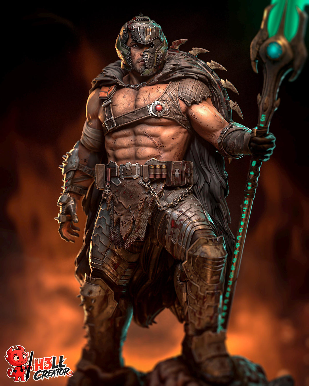Doom Slayer Statue 3D Printed | Gift For Gamer | Resin Figure | Hand Painted