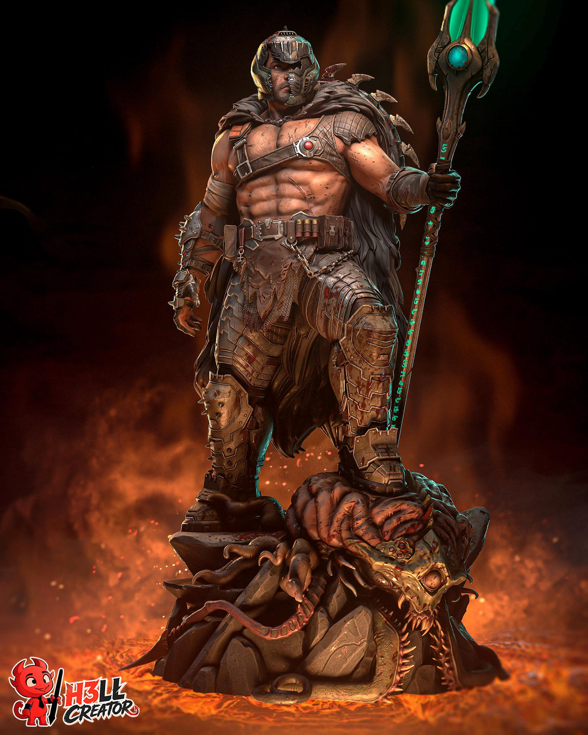 Doom Slayer Statue 3D Printed | Gift For Gamer | Resin Figure | Hand Painted