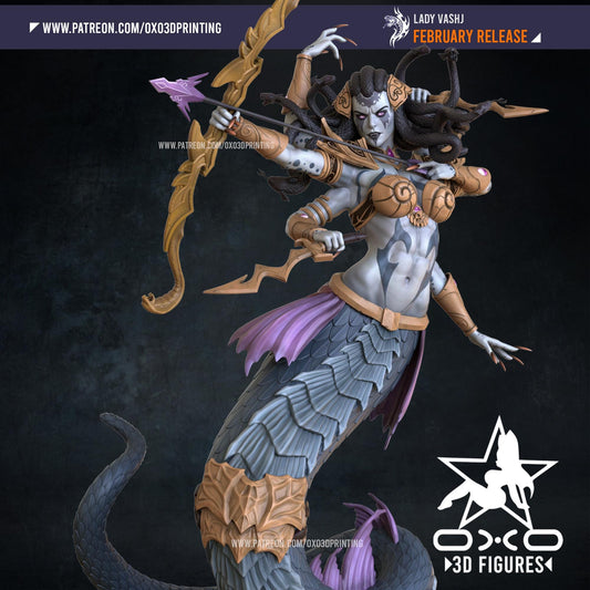 Lady Vashj Statue 3D Printed | Gift For Gamer | Resin Figure | Hand Painted