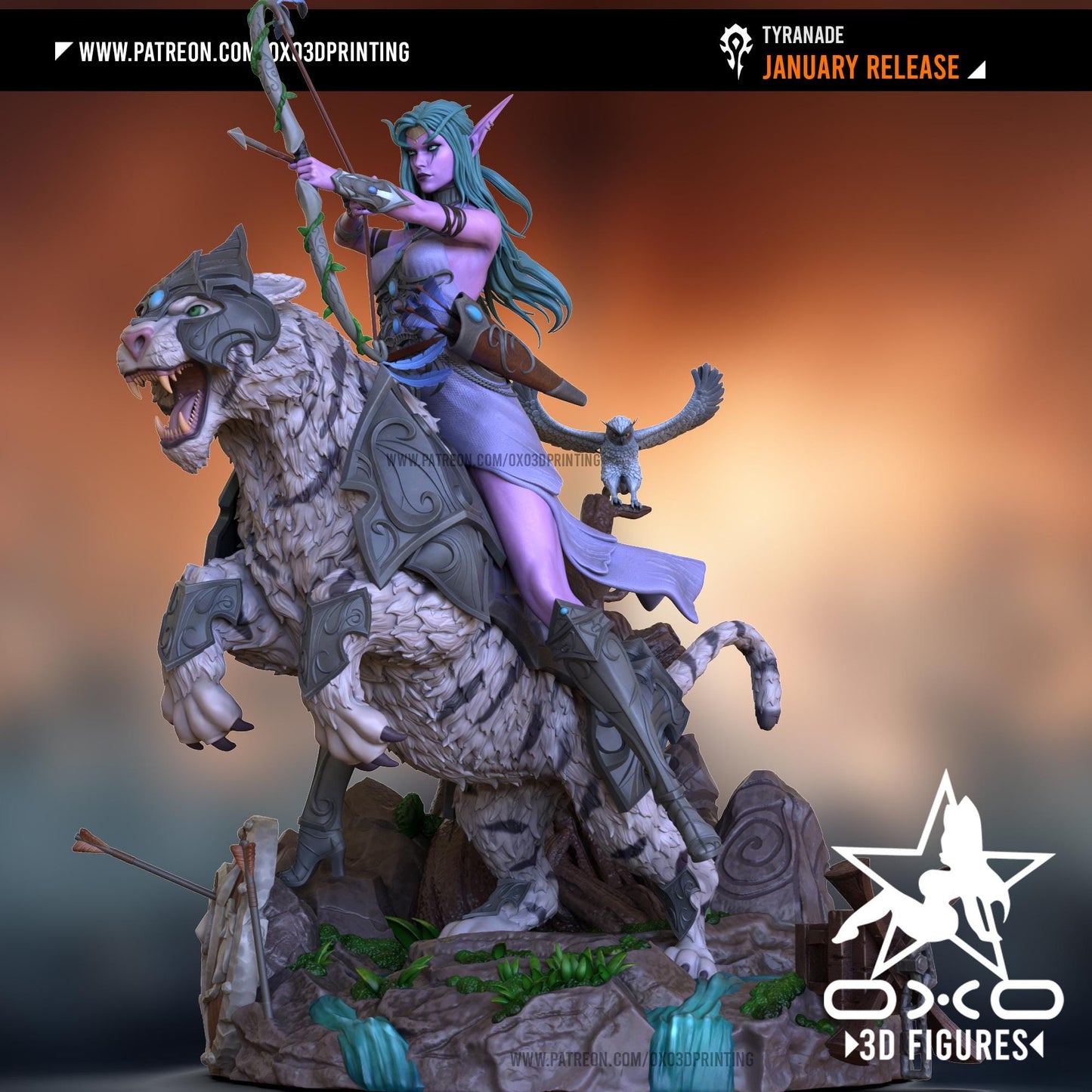 Tyrande Statue 3D Printed | Gift For Gamer | Resin Figure | Hand Painted