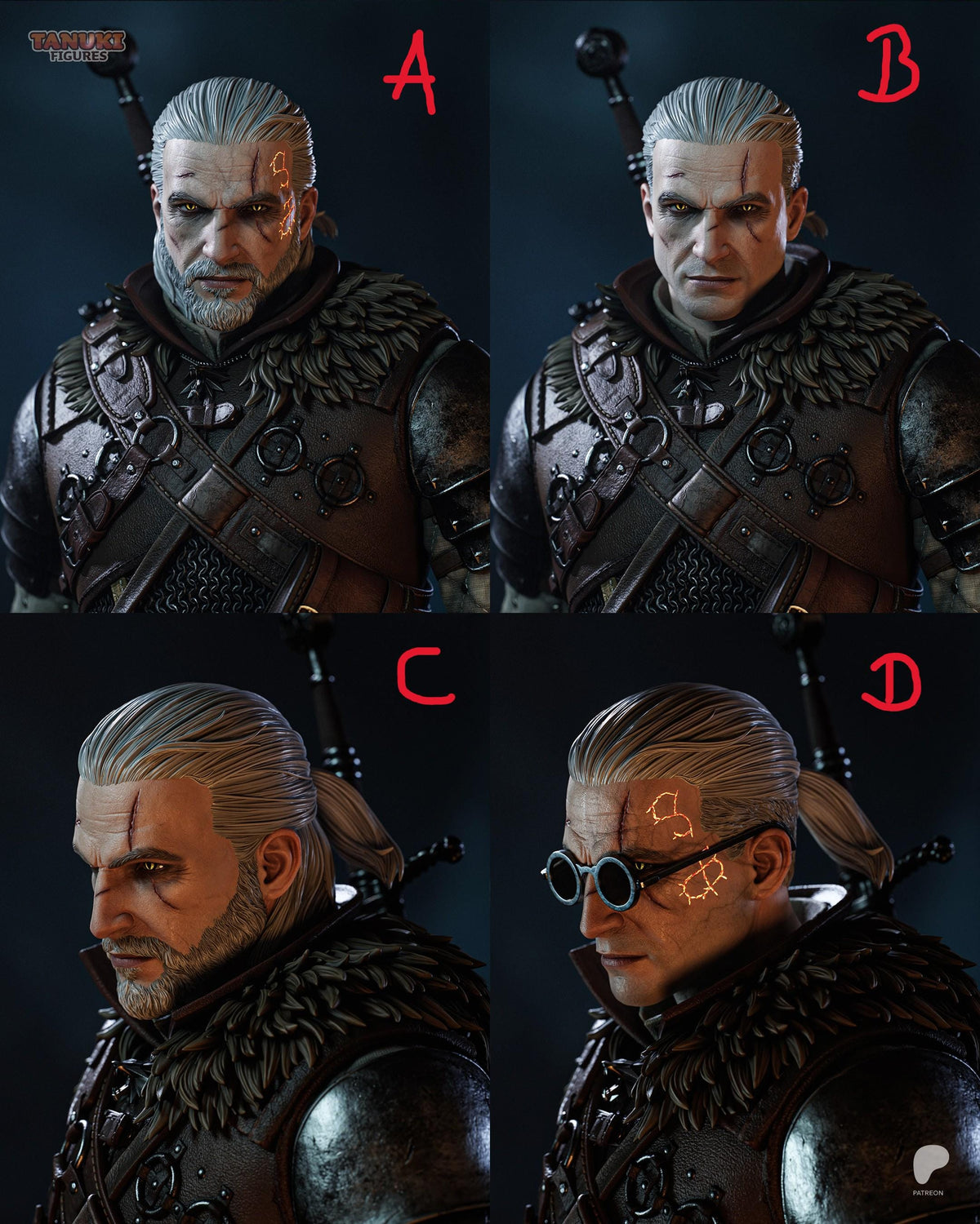 Geralt Statue 3D Printed | Gift For Gamer | Resin Figure | Hand Painted