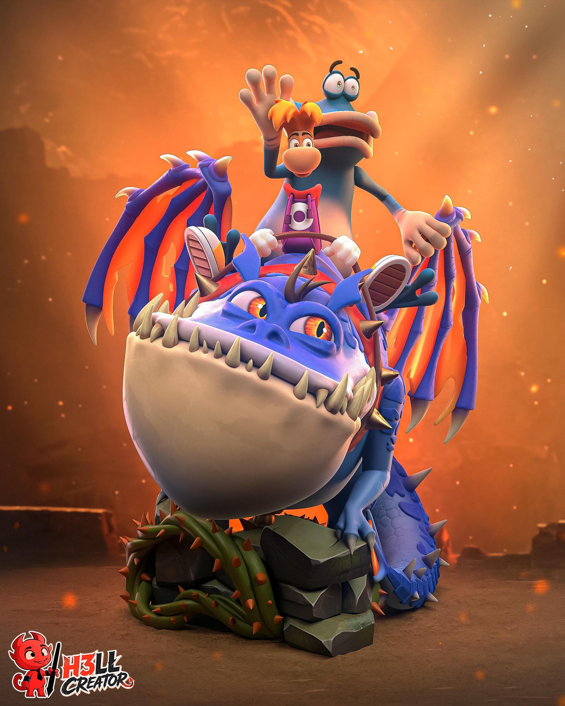 Rayman Statue 3D Printed | Gift For Gamer | Resin Figure | Hand Painted